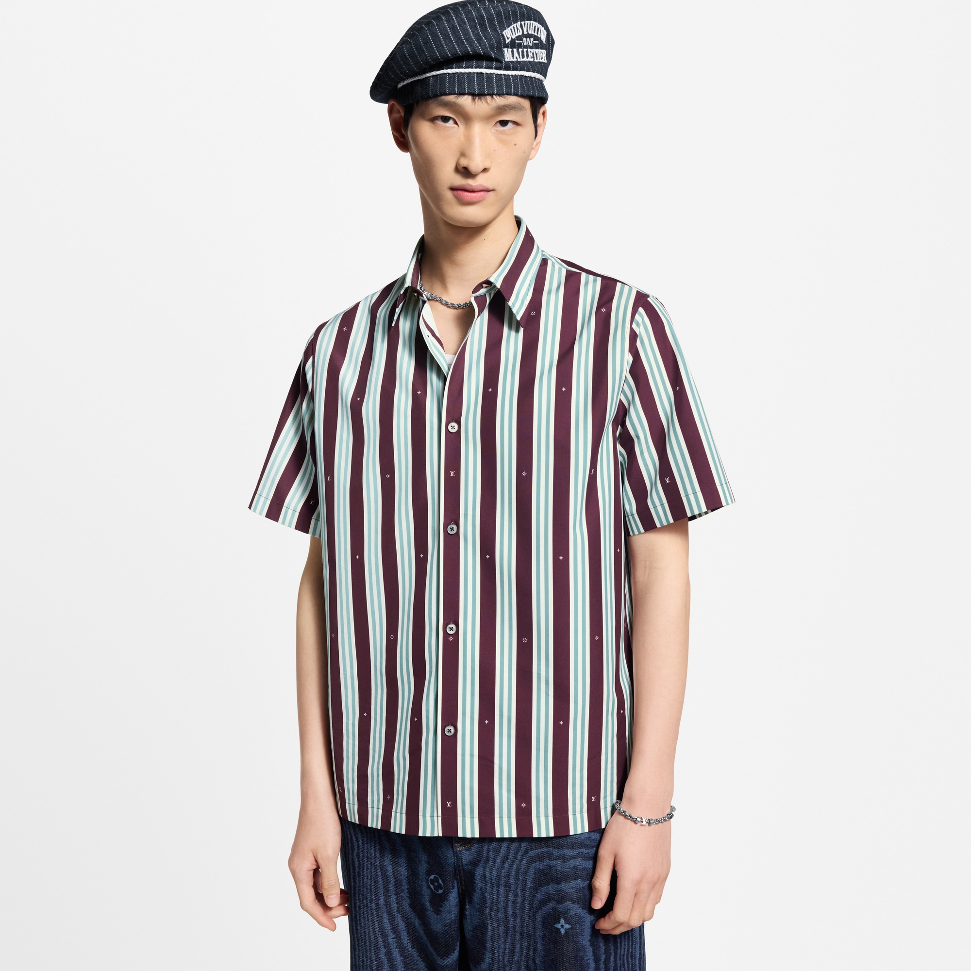 Camicia a maniche corte con motivo a righe  Uomo Abbigliamento Camicie | LOUIS VUITTON (Zoom prodotto)