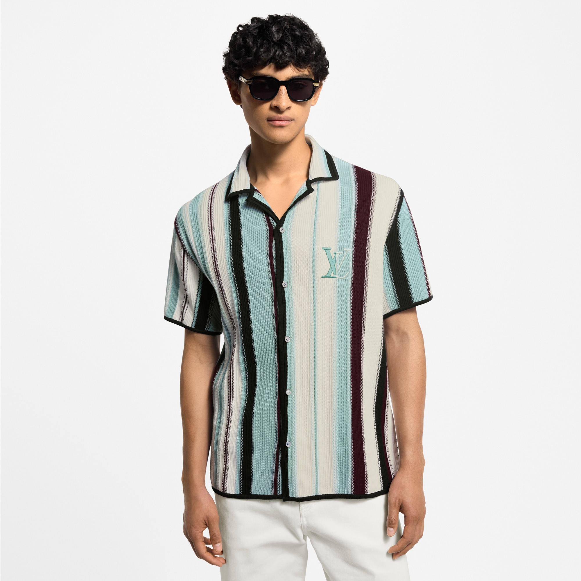 Camicia a maniche corte con motivo a righe all