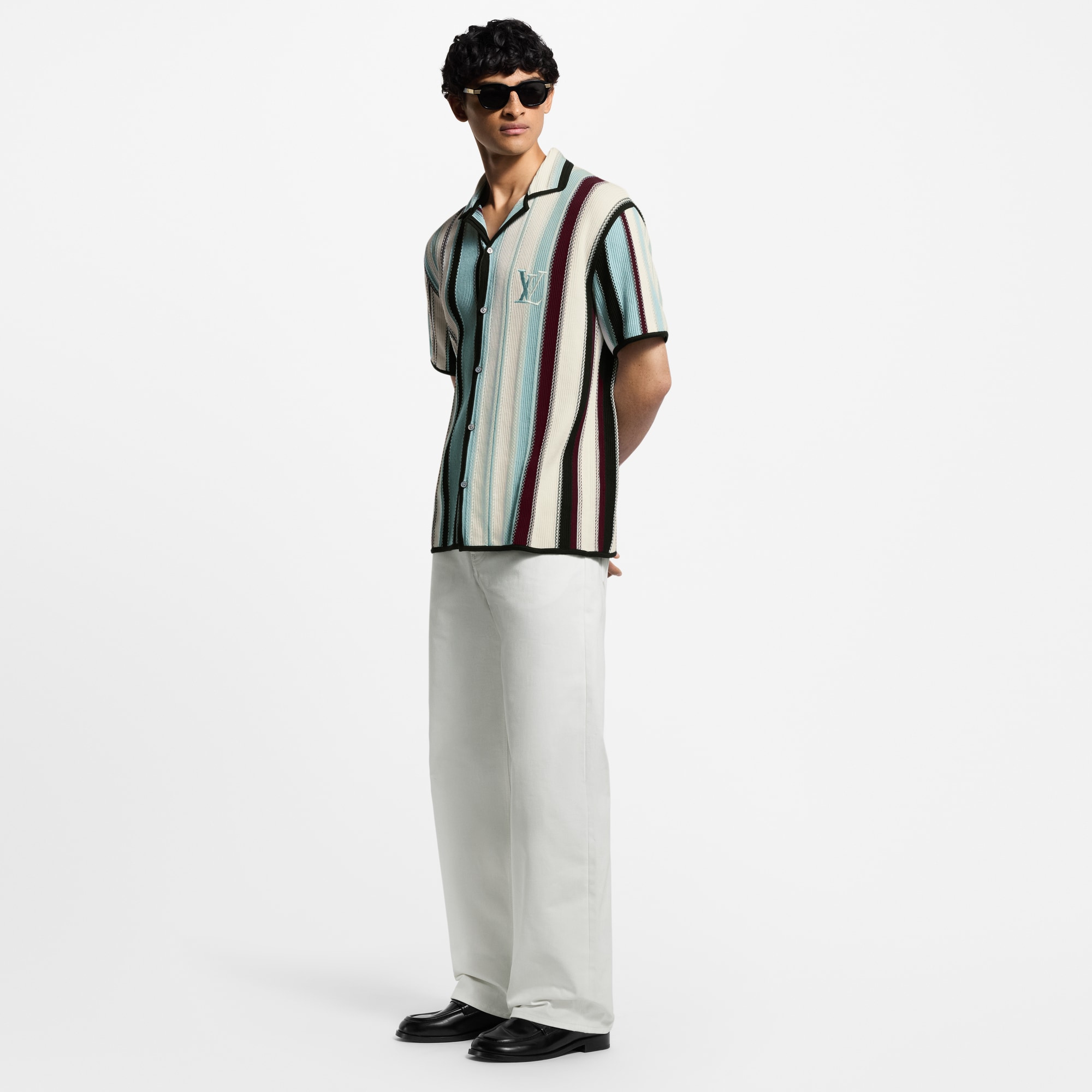 Camicia a maniche corte con motivo a righe all