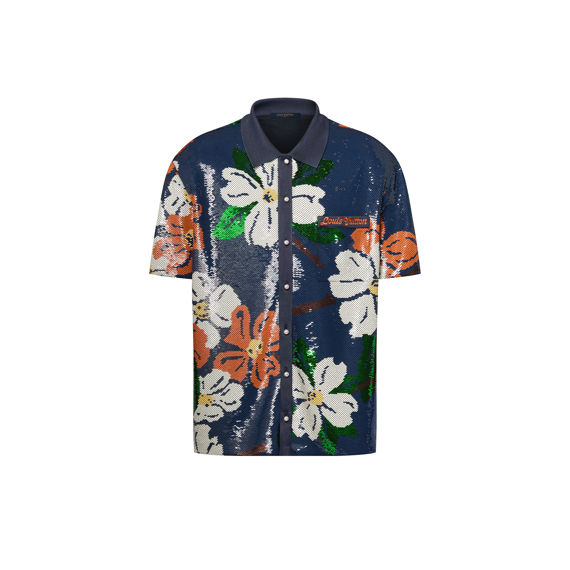 Camicia a maniche corte con paillettes ricamate  Uomo Abbigliamento Camicie | LOUIS VUITTON (Zoom prodotto)