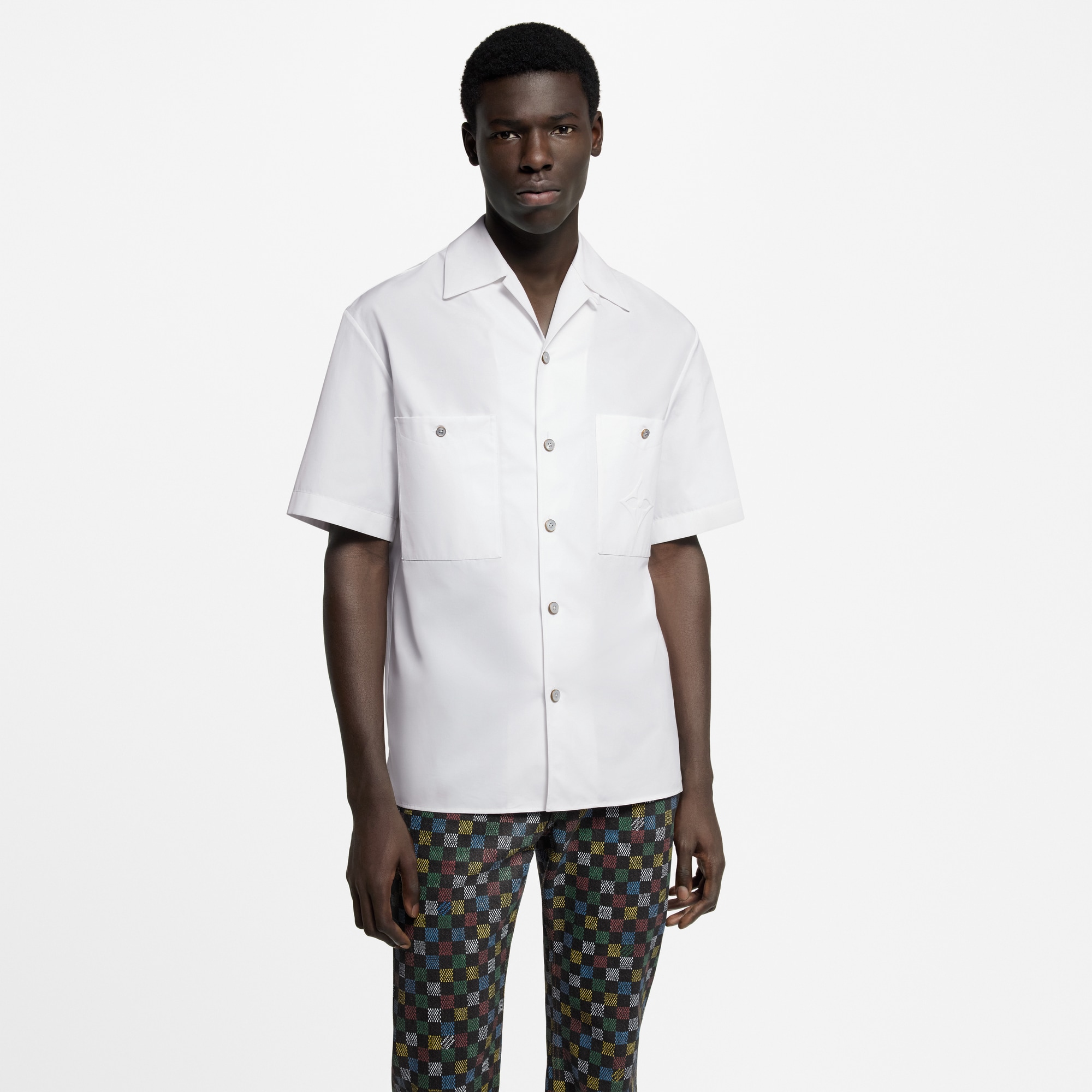 Camicia a maniche corte in cotone con motivo iconico  Uomo Abbigliamento Camicie | LOUIS VUITTON (Zoom prodotto)