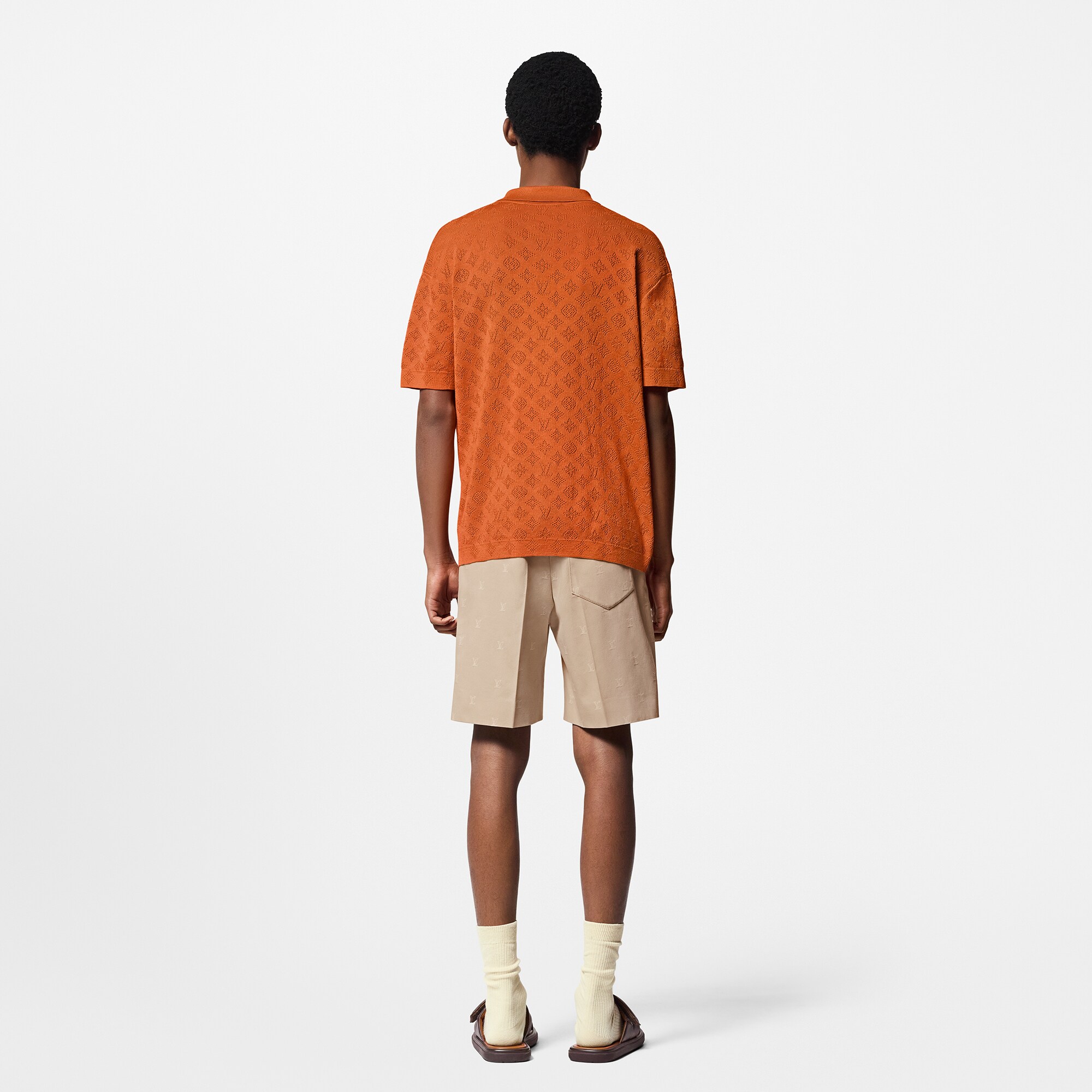 Camicia a maniche corte in cotone con motivo Monogram Pointelle  Uomo Abbigliamento Camicie | LOUIS VUITTON (Zoom prodotto)
