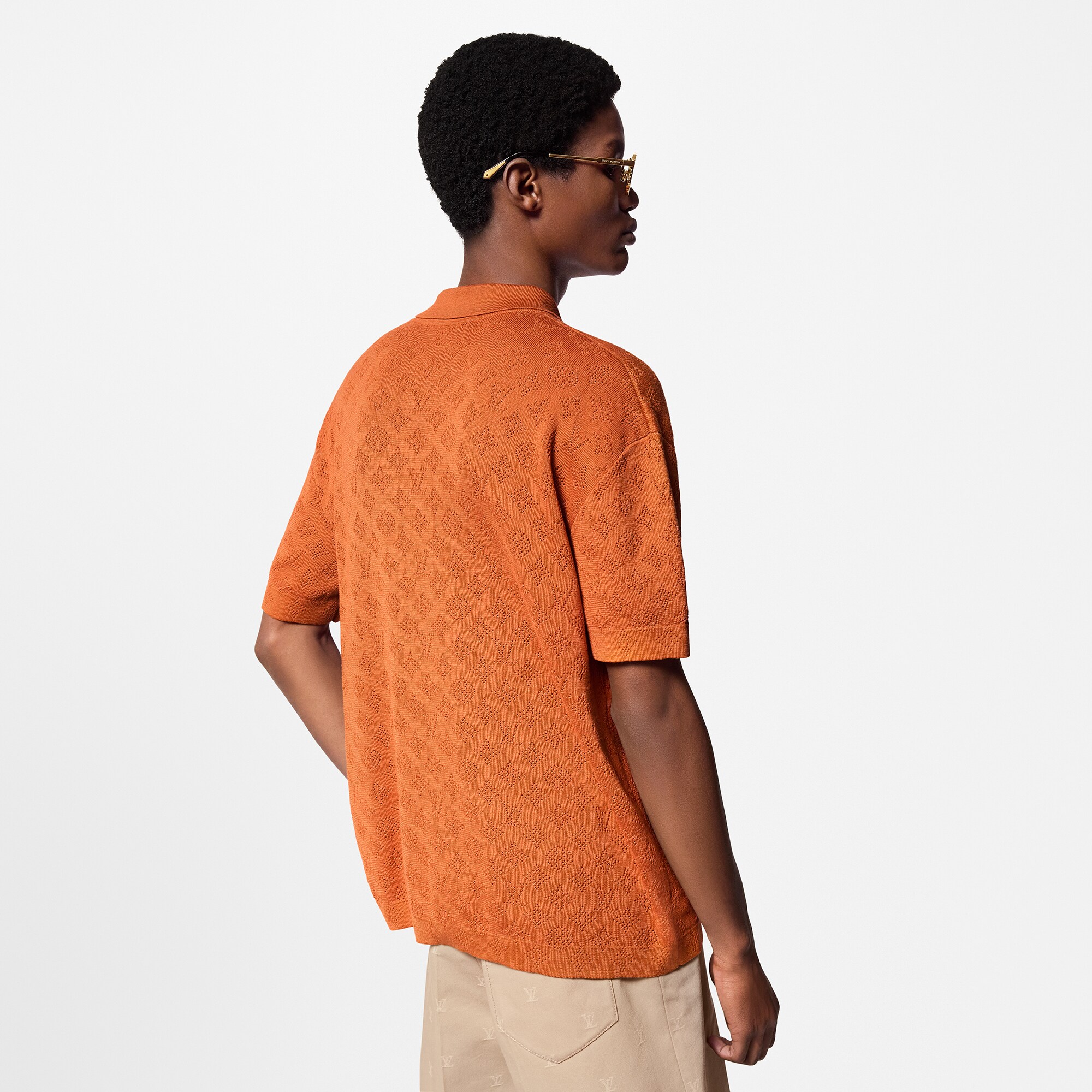 Camicia a maniche corte in cotone con motivo Monogram Pointelle  Uomo Abbigliamento Camicie | LOUIS VUITTON (Zoom prodotto)