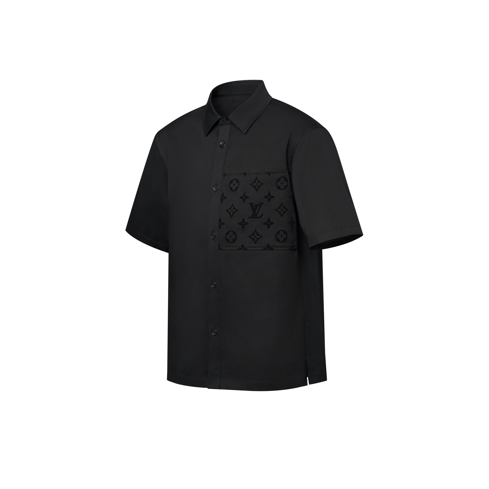 Camicia a maniche corte in cotone floccato  Uomo Abbigliamento Camicie | LOUIS VUITTON (Zoom prodotto)