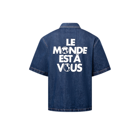 Camicia a maniche corte in denim con firma Uomo Abbigliamento Camicie | LOUIS VUITTON (Zoom prodotto)