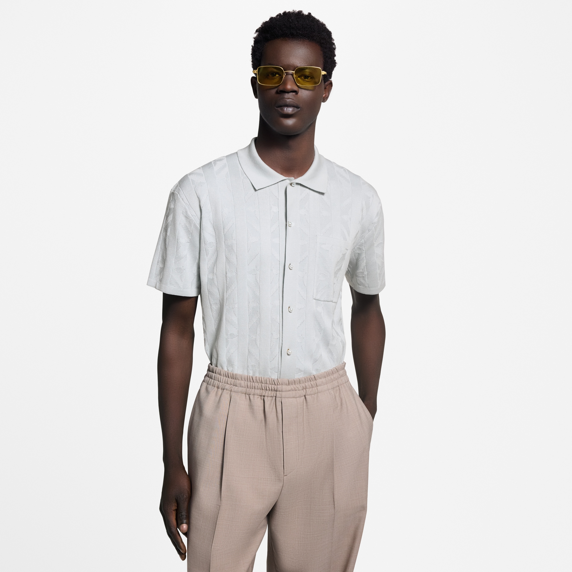 Camicia a maniche corte in maglia  Uomo Abbigliamento Camicie | LOUIS VUITTON (Zoom prodotto)
