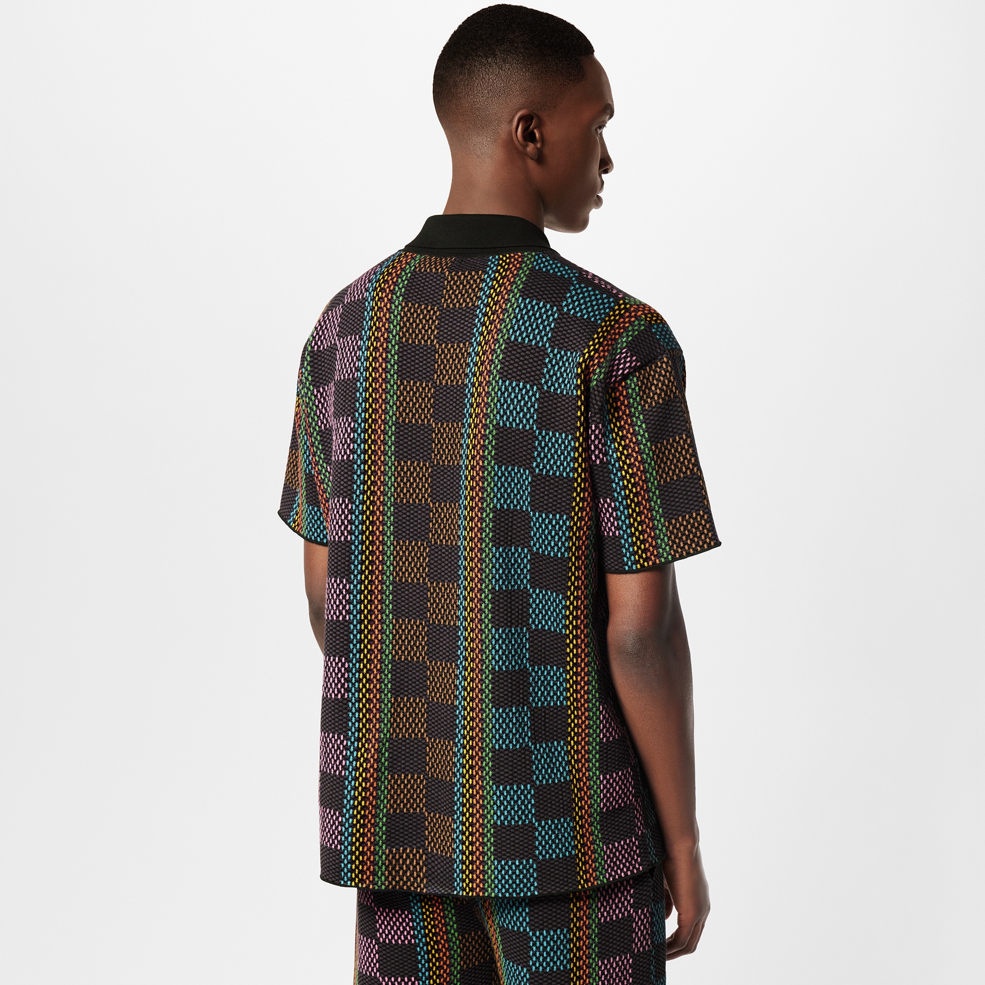 Camicia a maniche corte in maglia di cotone con motivo Damier  Uomo Abbigliamento Camicie | LOUIS VUITTON (Zoom prodotto)