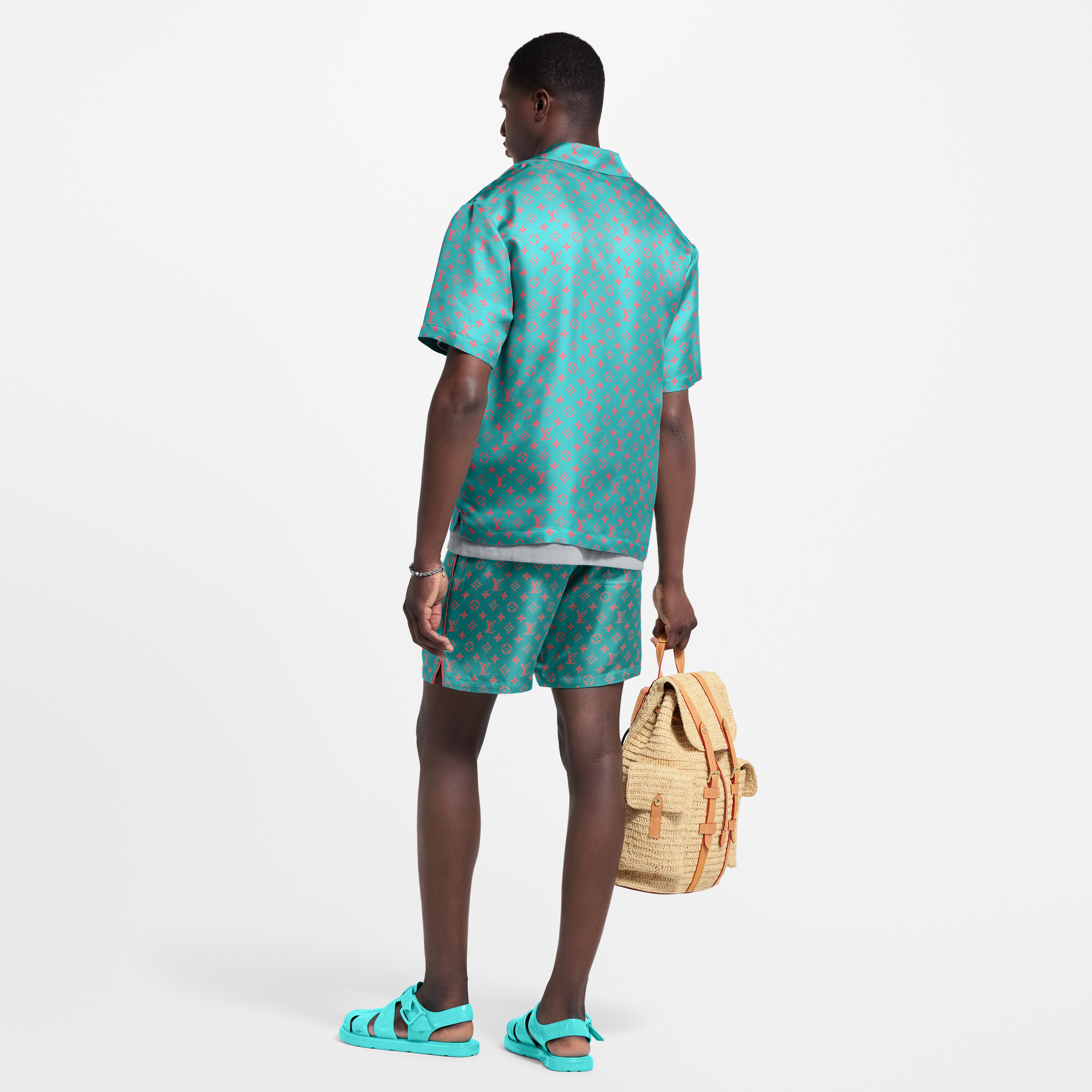 Camicia a maniche corte in seta con motivo Monogram  Uomo Abbigliamento Camicie | LOUIS VUITTON (Zoom prodotto)