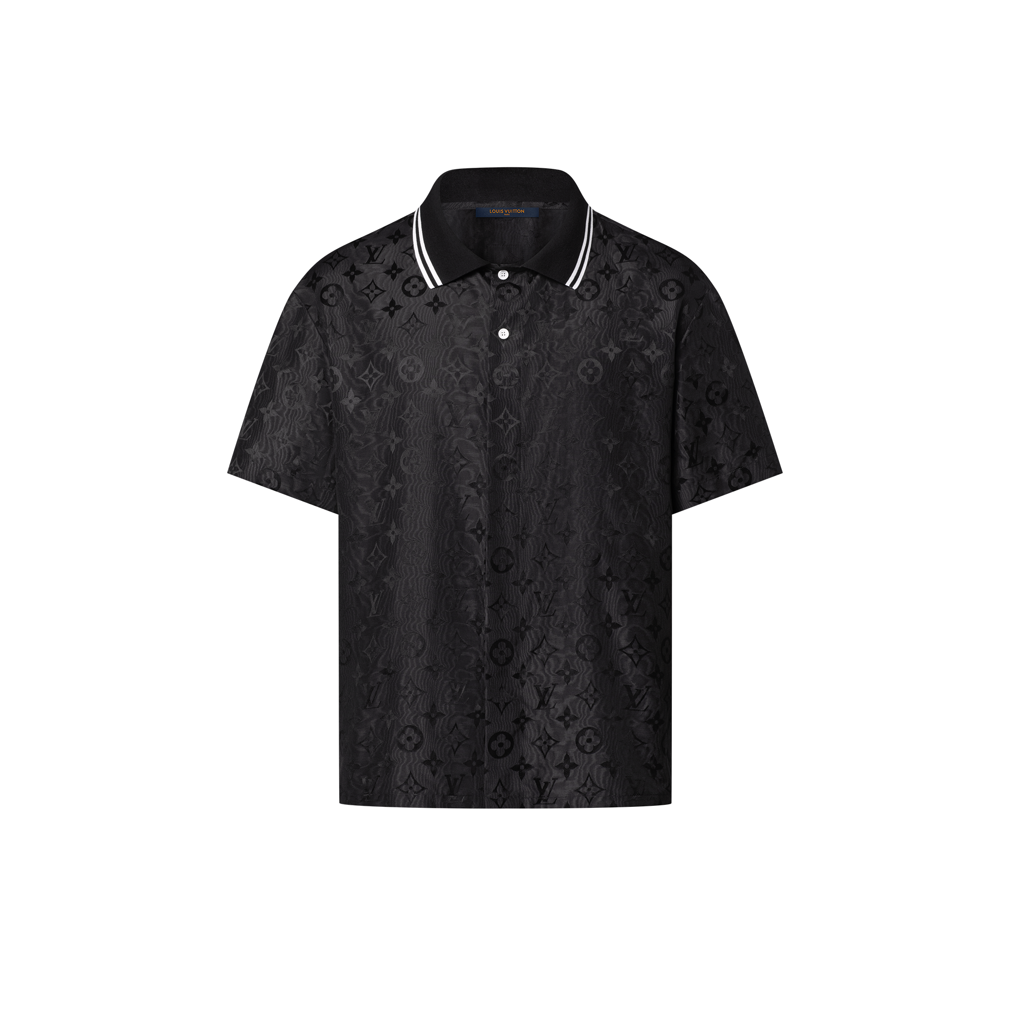 Camicia a maniche corte in seta con motivo Monogram Moiré in trama jacquard  Uomo Abbigliamento Camicie | LOUIS VUITTON (Zoom prodotto)