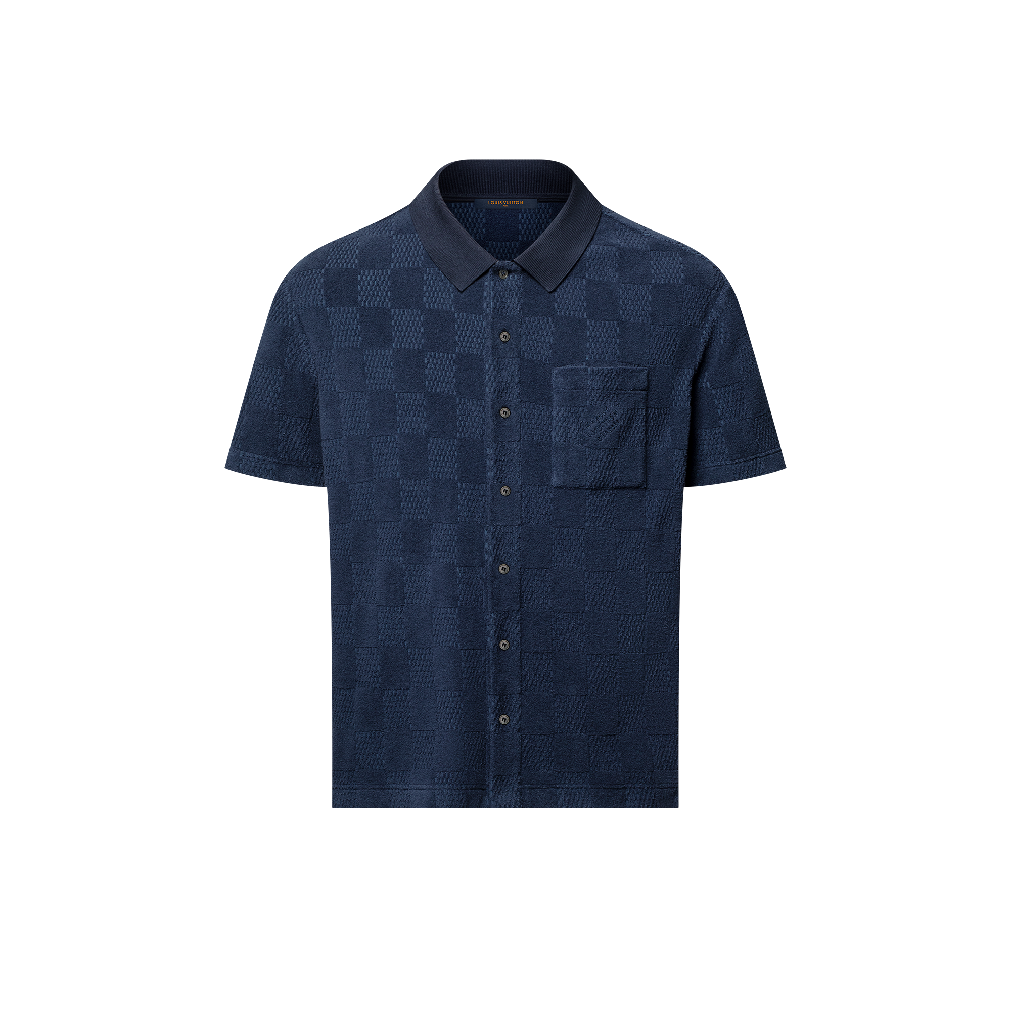 Camicia a maniche corte in spugna di misto cotone con motivo Damier  Uomo Abbigliamento Camicie | LOUIS VUITTON (Zoom prodotto)