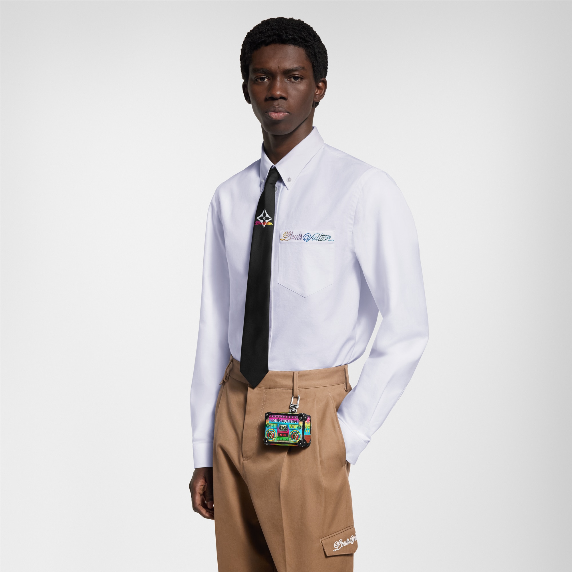 Camicia a maniche lunghe in cotone con decori  Uomo Abbigliamento Camicie | LOUIS VUITTON (Zoom prodotto)