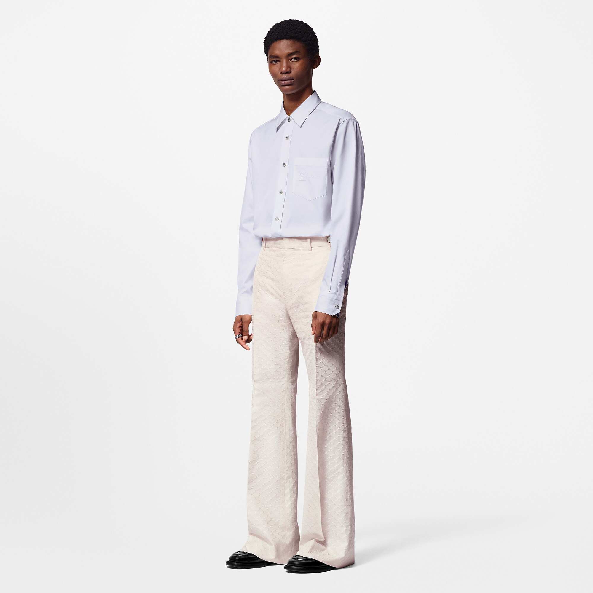 Camicia a maniche lunghe in cotone con ricami  Uomo Abbigliamento Camicie | LOUIS VUITTON (Zoom prodotto)