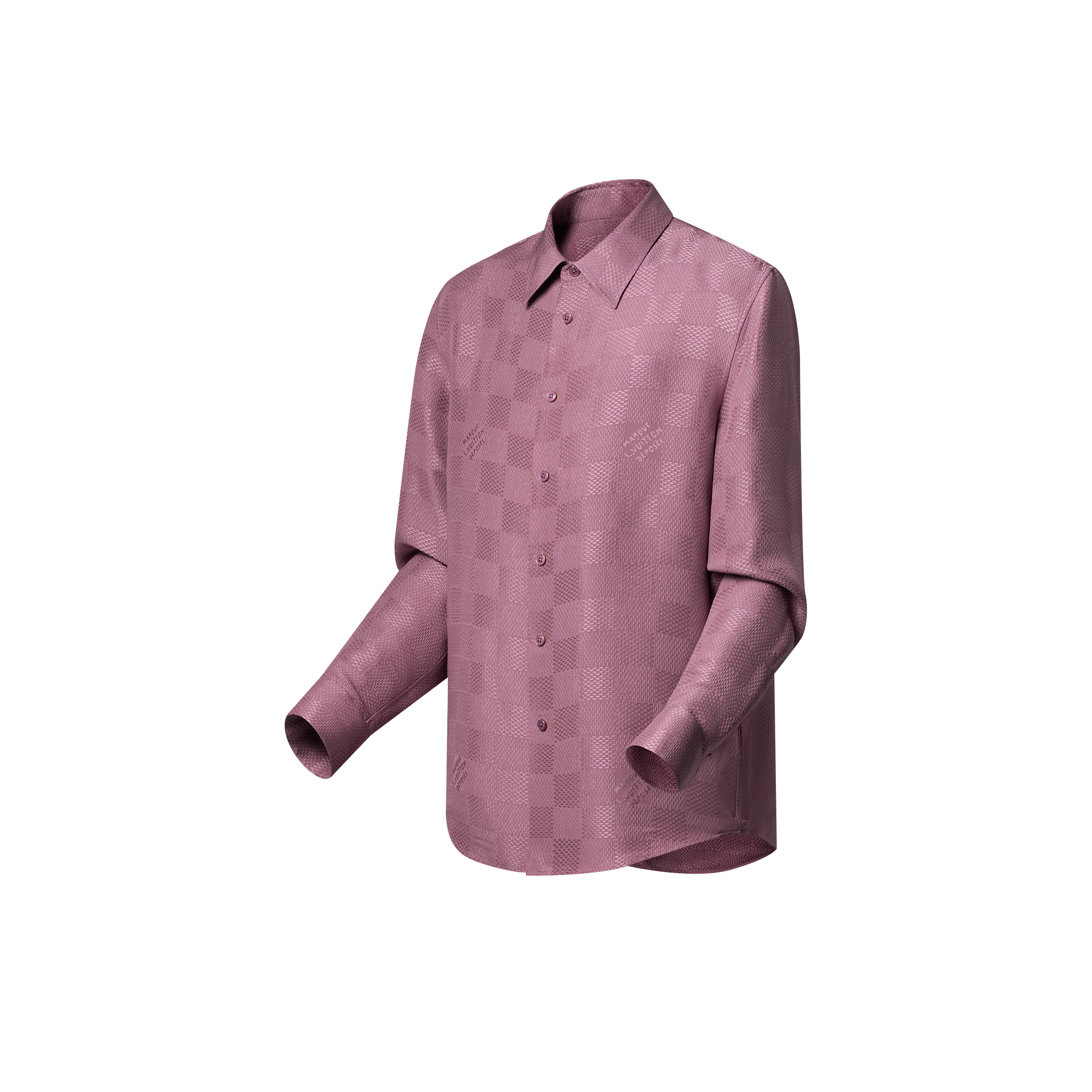 Camicia a maniche lunghe in seta con motivo Damier in trama jacquard  Uomo Abbigliamento Camicie | LOUIS VUITTON (Zoom prodotto)