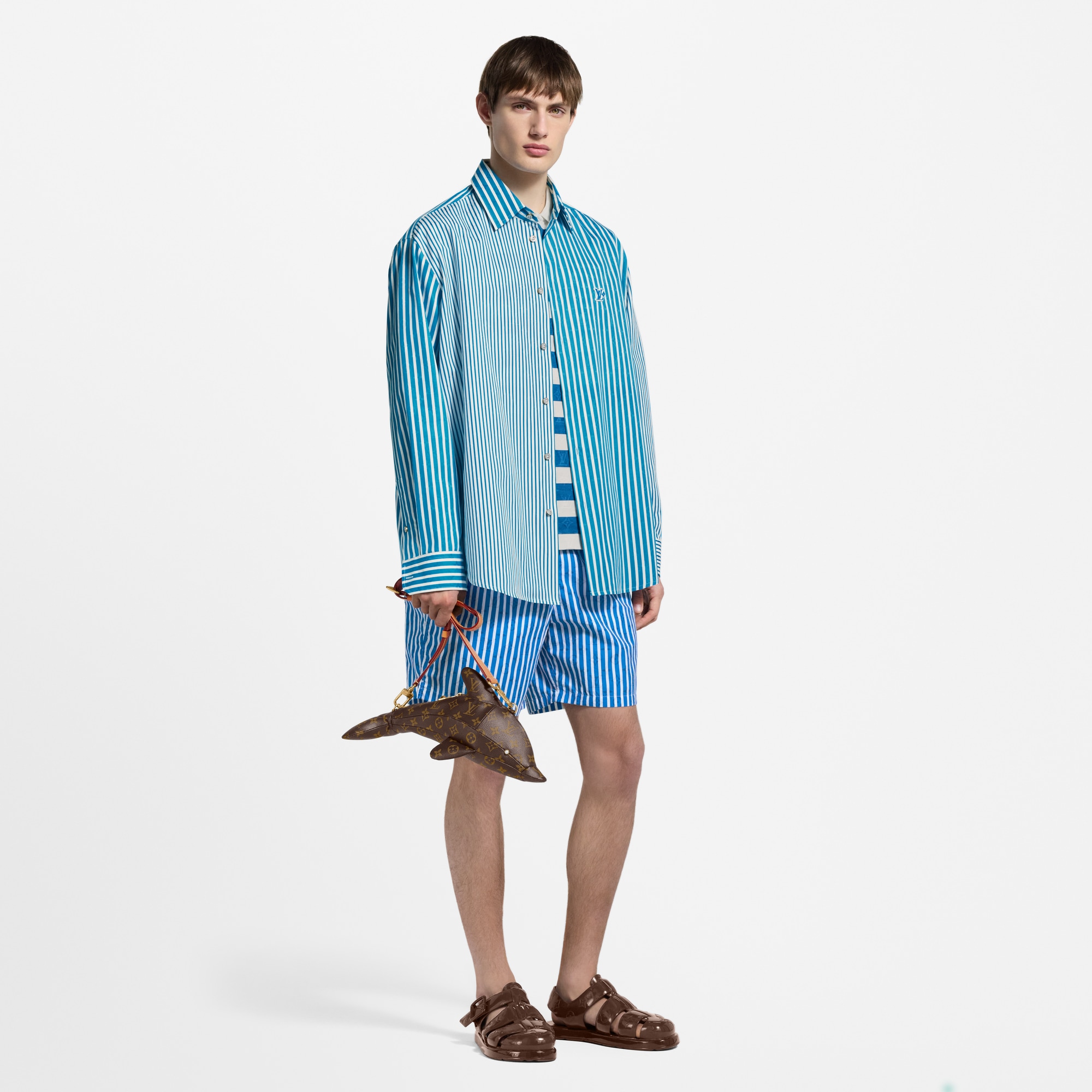 Camicia a righe con motivi Monogram in stile patchwork e a righe  Uomo Abbigliamento Camicie | LOUIS VUITTON (Zoom prodotto)