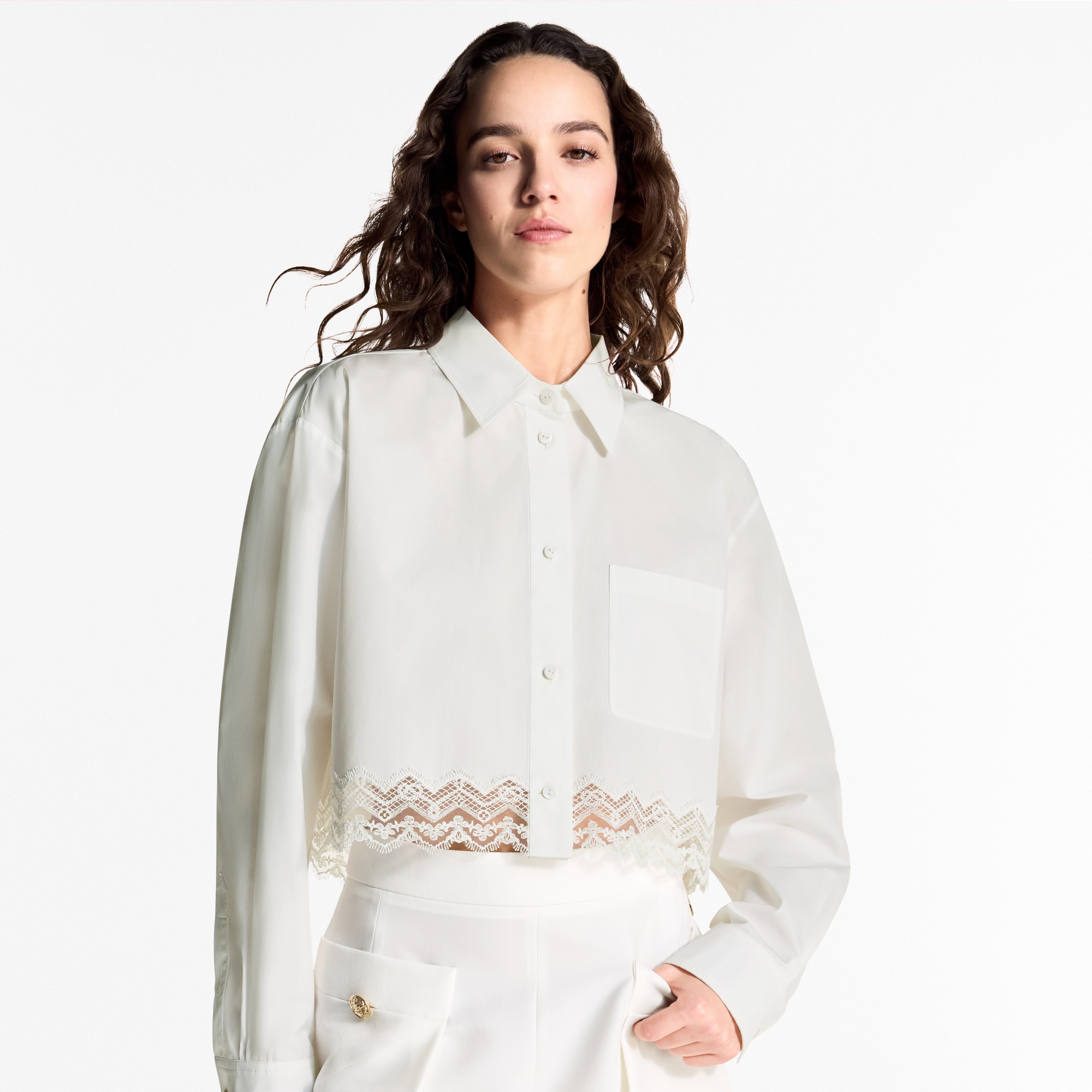 Camicia con finiture in pizzo  Donna Abbigliamento Camicie e T-Shirt | LOUIS VUITTON (Zoom prodotto)