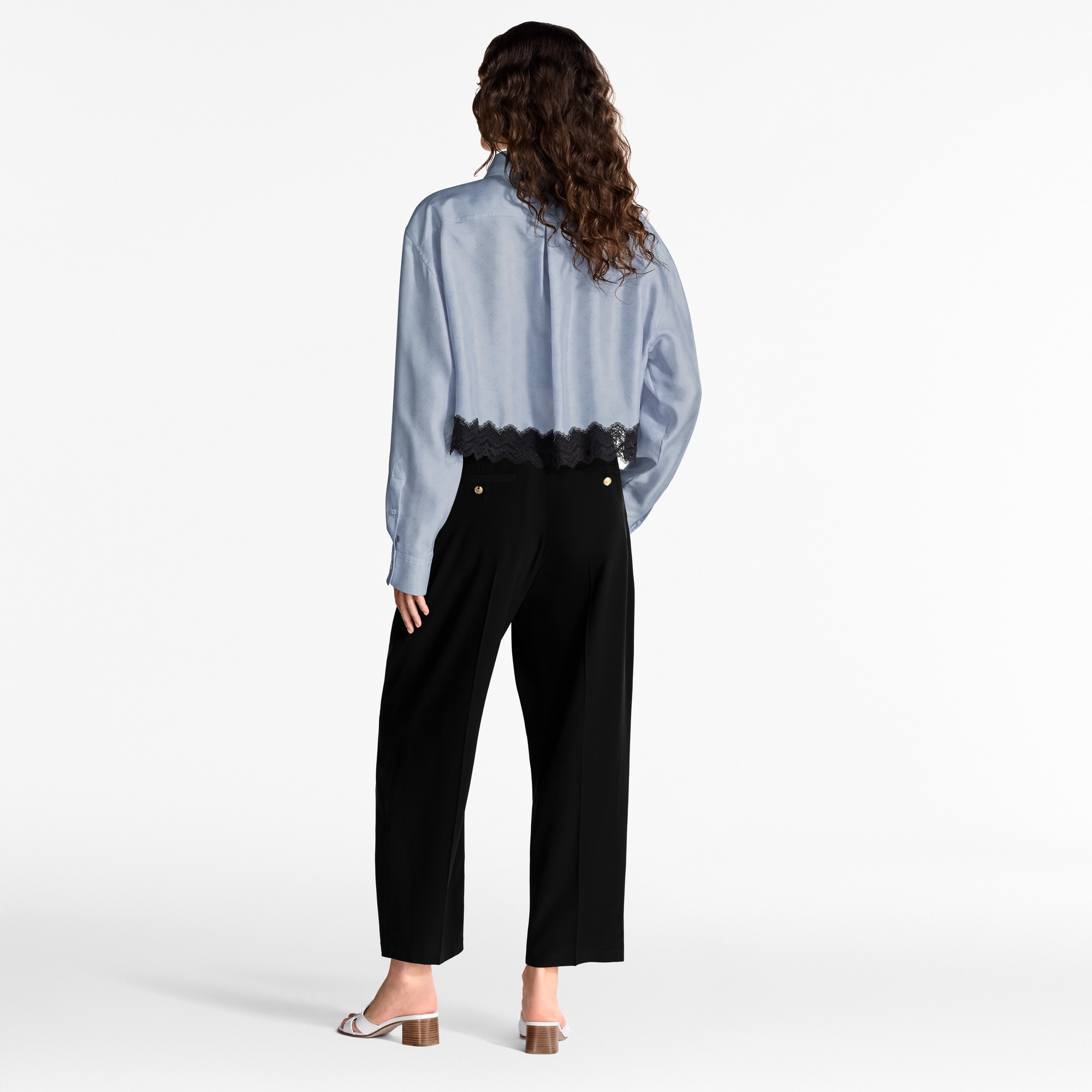 Camicia con finiture in pizzo e motivo Monogram Mahina  Donna Abbigliamento Camicie e T-Shirt | LOUIS VUITTON (Zoom prodotto)