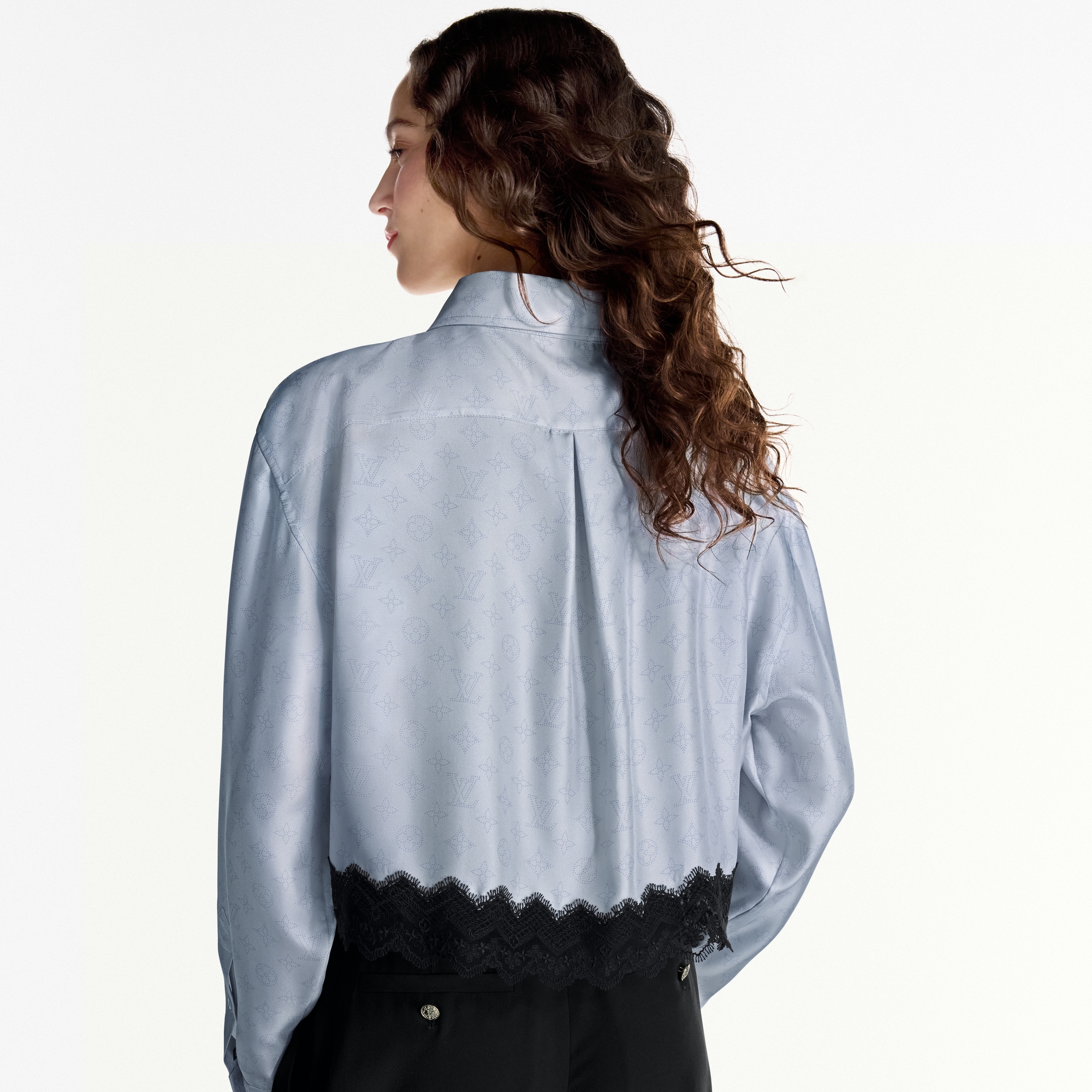 Camicia con finiture in pizzo e motivo Monogram Mahina  Donna Abbigliamento Camicie e T-Shirt | LOUIS VUITTON (Zoom prodotto)