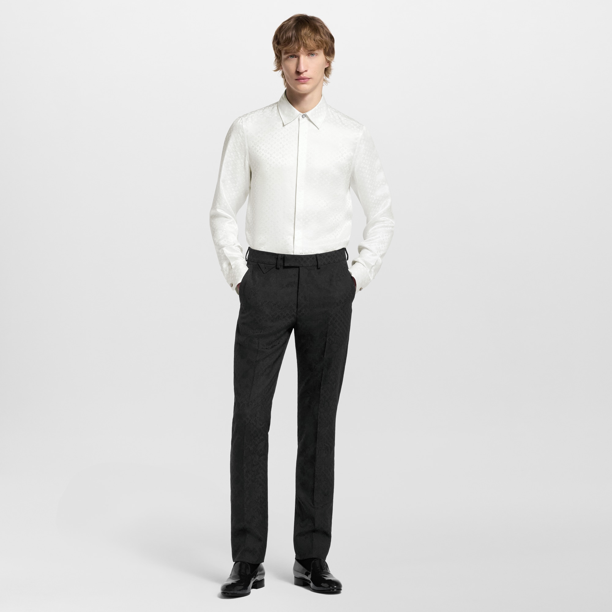 Camicia da sera in seta con motivo Mini Monogram  Uomo Abbigliamento Camicie | LOUIS VUITTON (Zoom prodotto)