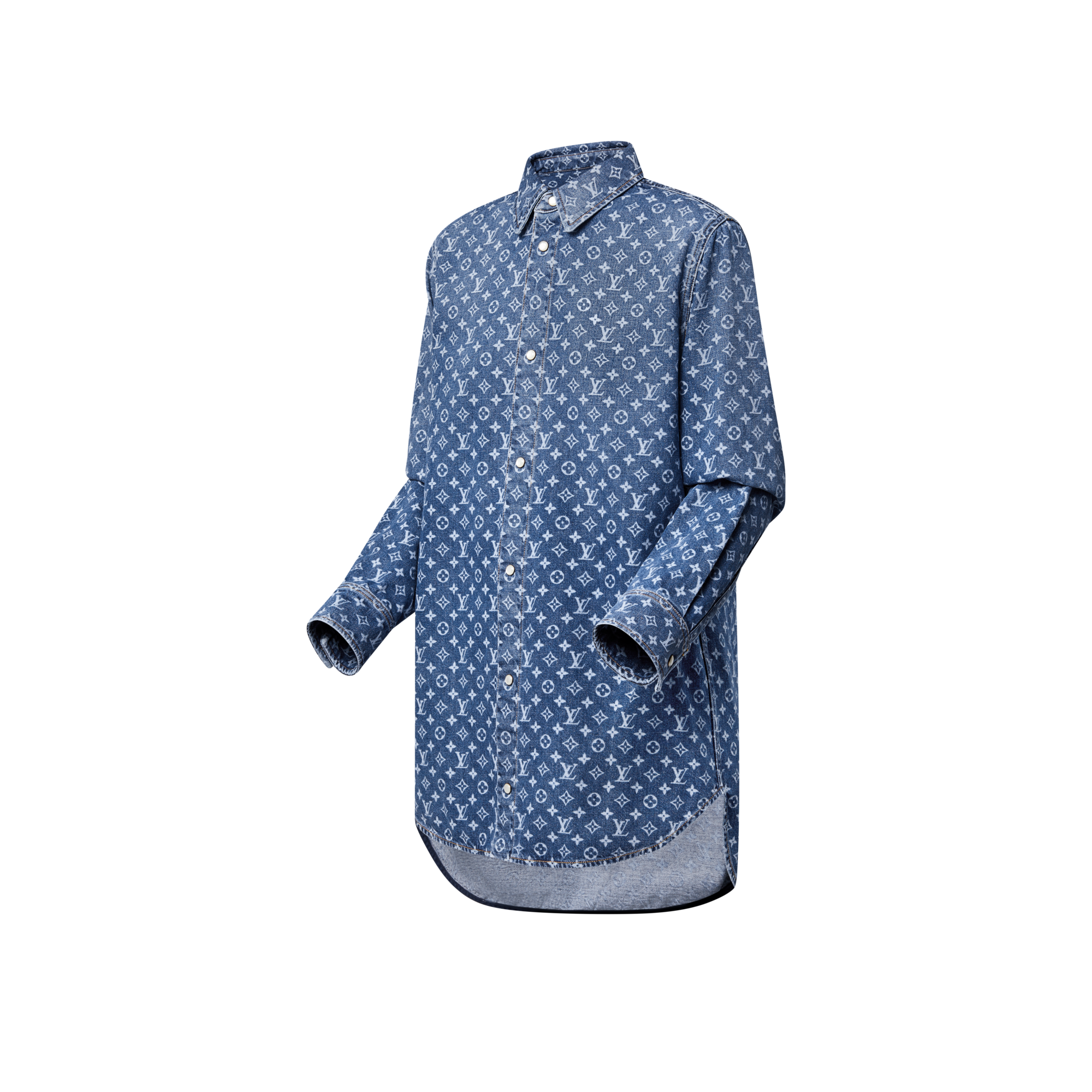 Camicia in denim con motivo Monogram  Donna Abbigliamento Camicie e T-Shirt | LOUIS VUITTON (Zoom prodotto)