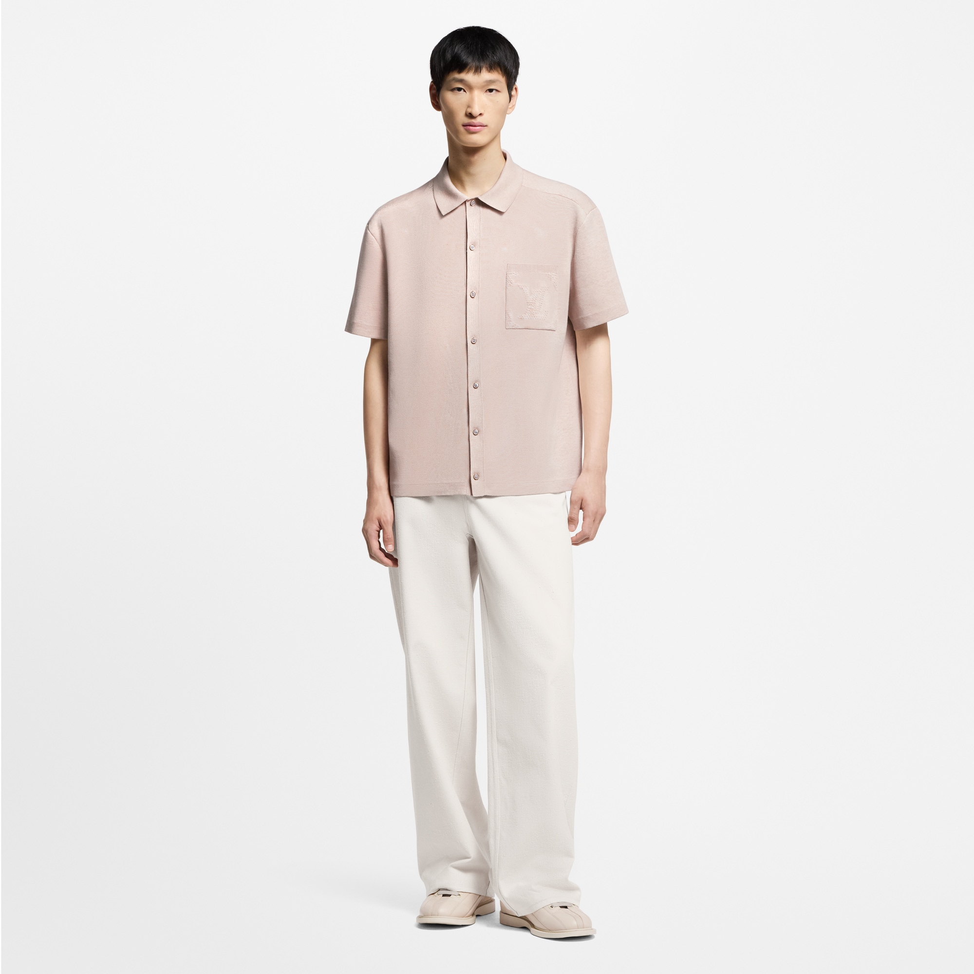 Camicia in maglia a maniche corte con motivo Monogram impresso  Uomo Abbigliamento Camicie | LOUIS VUITTON (Zoom prodotto)