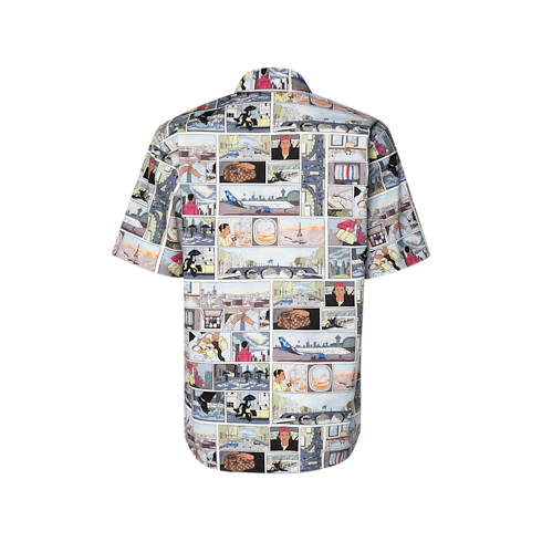 Camicia in popeline a maniche corte back view