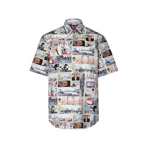 Camicia in popeline a maniche corte front view