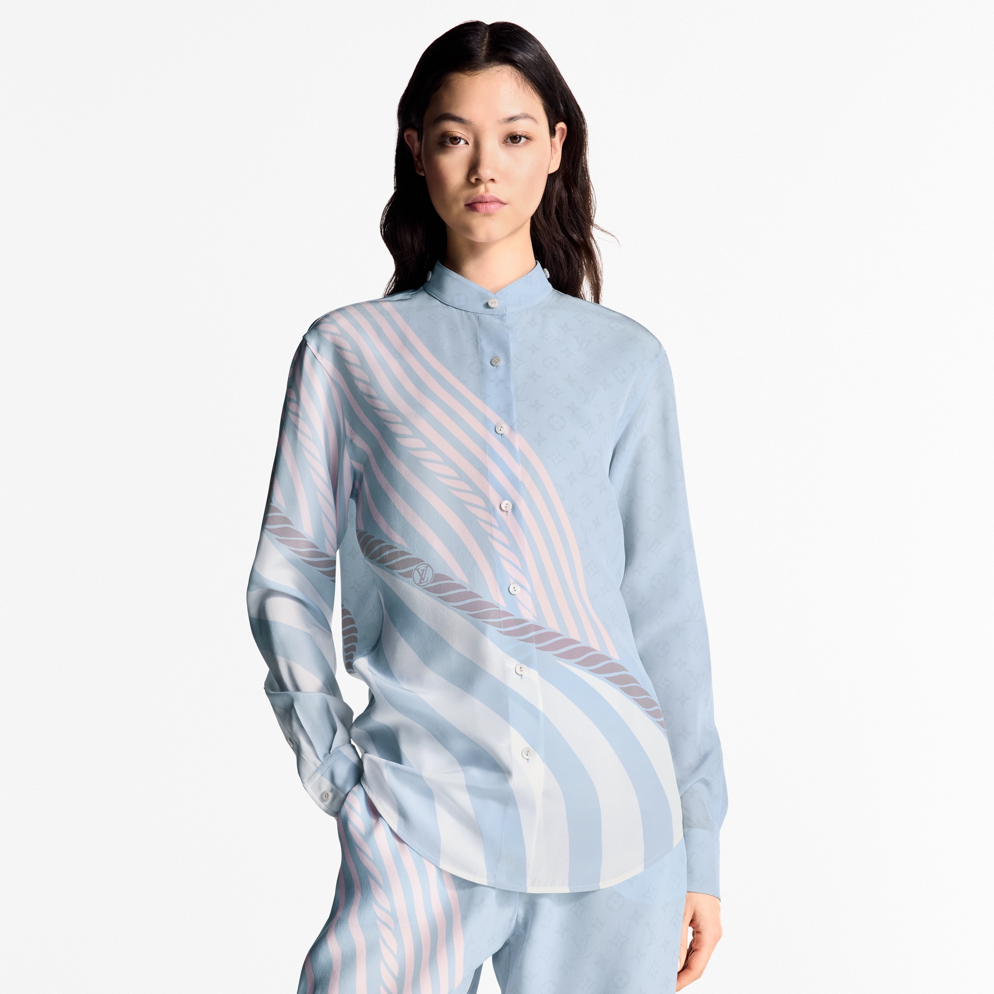 Camicia in seta con motivo a onde  Donna Abbigliamento Camicie e T-Shirt | LOUIS VUITTON (Zoom prodotto)