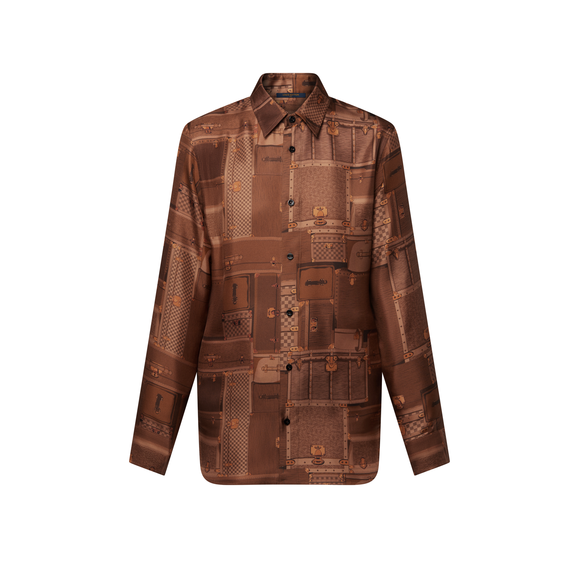 Camicia in seta con motivo di bauli stampato  Donna Abbigliamento Camicie e T-Shirt | LOUIS VUITTON (Zoom prodotto)