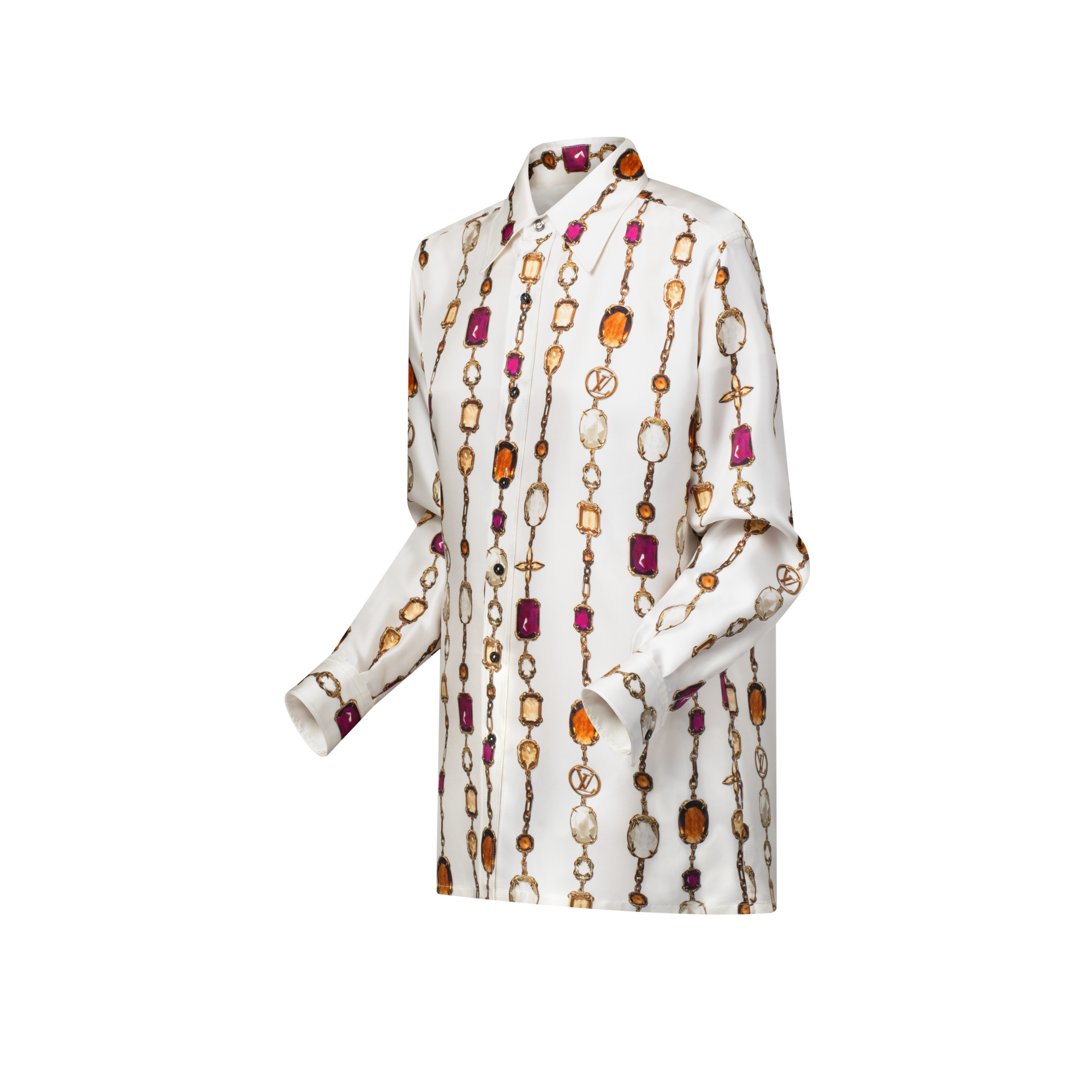 Camicia in seta con motivo di collana stampato  Donna Abbigliamento Camicie e T-Shirt | LOUIS VUITTON (Zoom prodotto)