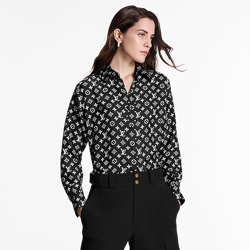 Camicia in seta con motivo Monogram Donna Abbigliamento Camicie e T-Shirt | LOUIS VUITTON (Zoom prodotto)