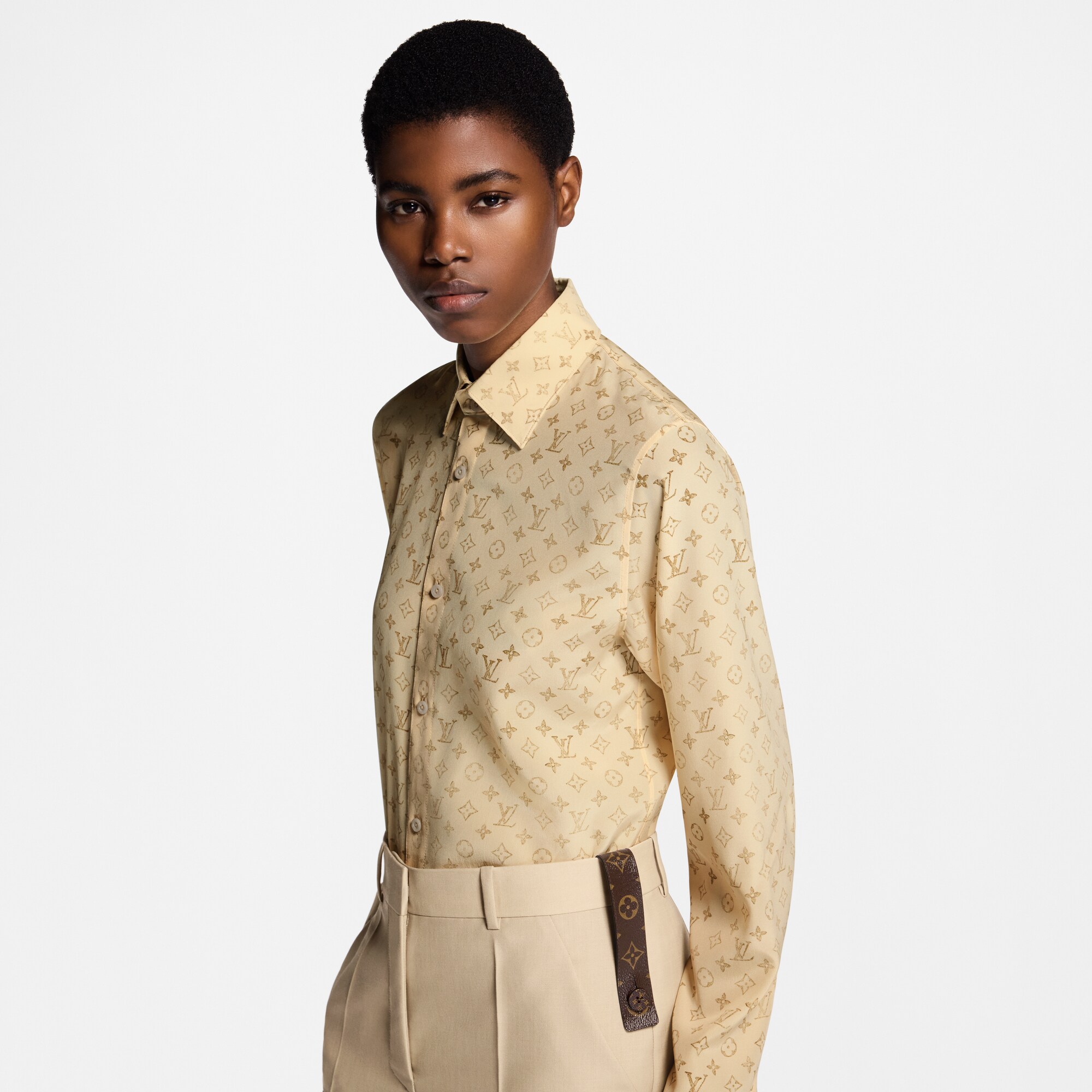 Camicia in seta con motivo Monogram effetto lavato  in Donna