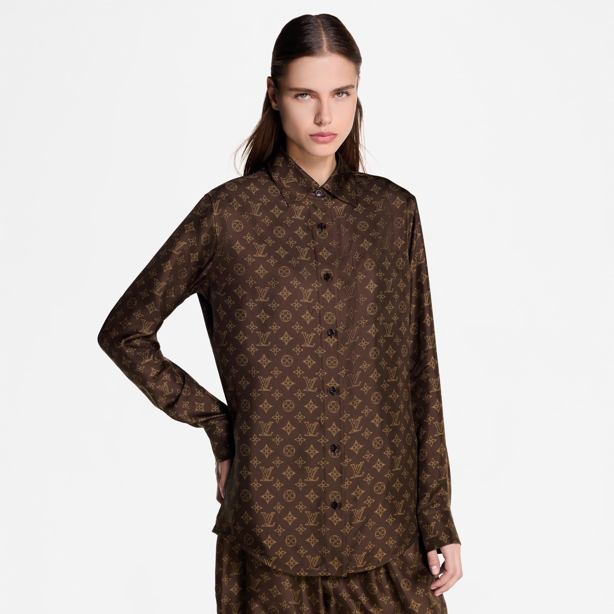 Camicia in seta con motivo Monogram Mahina  Donna Abbigliamento Camicie e T-Shirt | LOUIS VUITTON (Zoom prodotto)