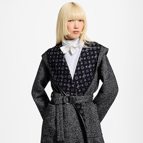 Cappotto a vestaglia reversibile con cappuccio cropped view