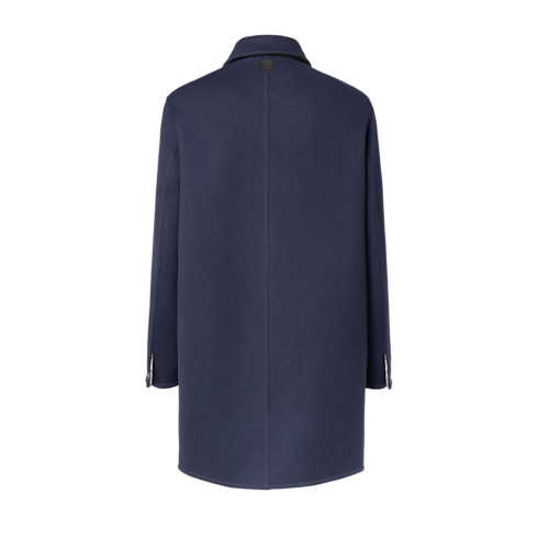 Cappotto corto double-face con tasca in pelle iconica back view