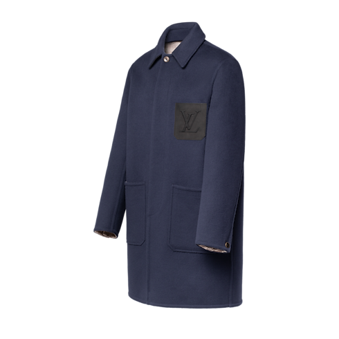 Cappotto corto double-face con tasca in pelle iconica side view