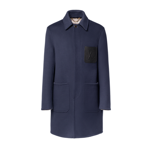 Cappotto corto double-face con tasca in pelle iconica front view