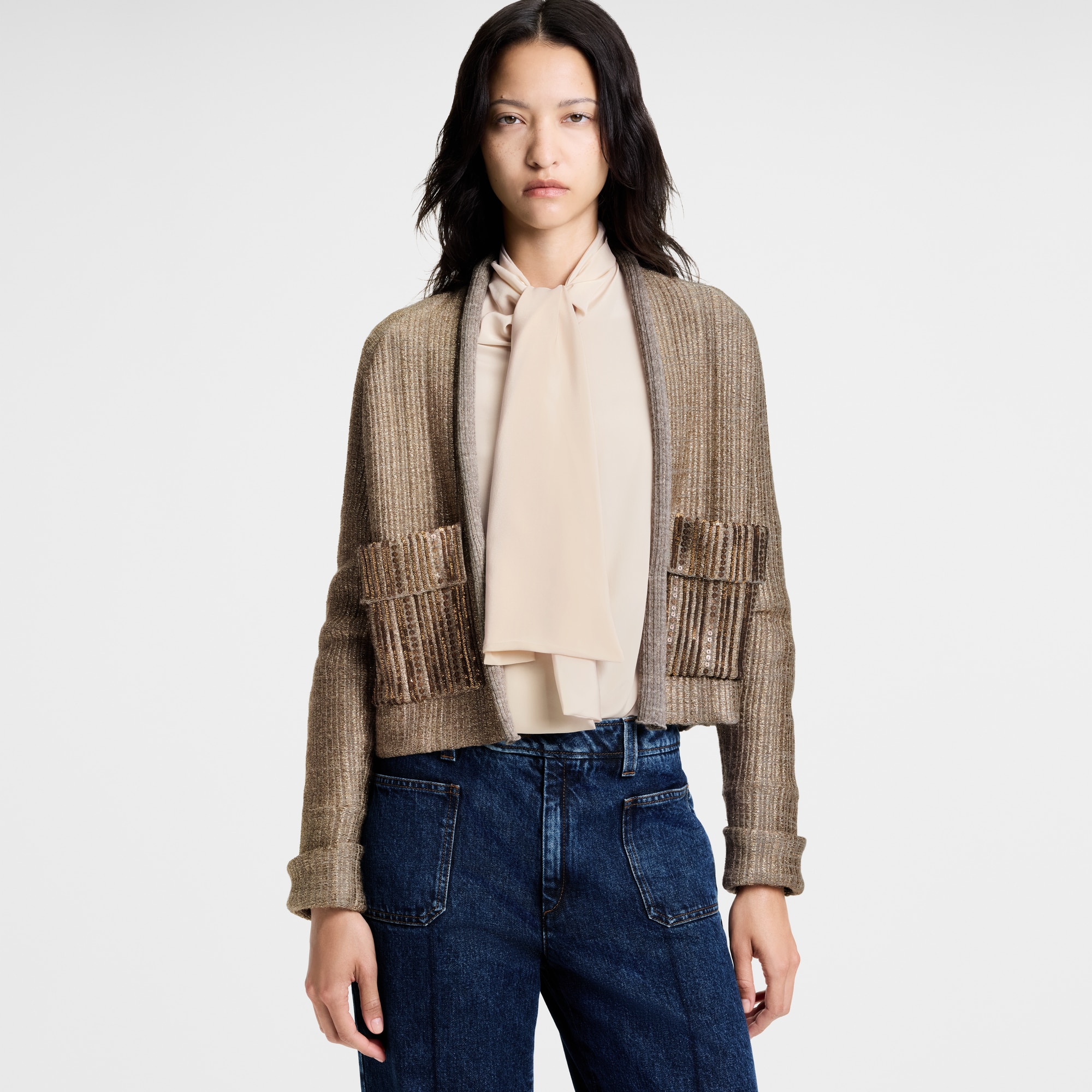 Cardigan boxy in maglia glitterato  Donna Abbigliamento Maglieria | LOUIS VUITTON (Zoom prodotto)