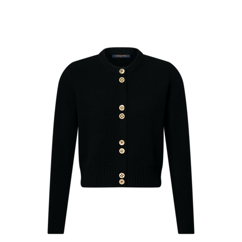 Cardigan con bottoni impreziositi da fiori Monogram front view