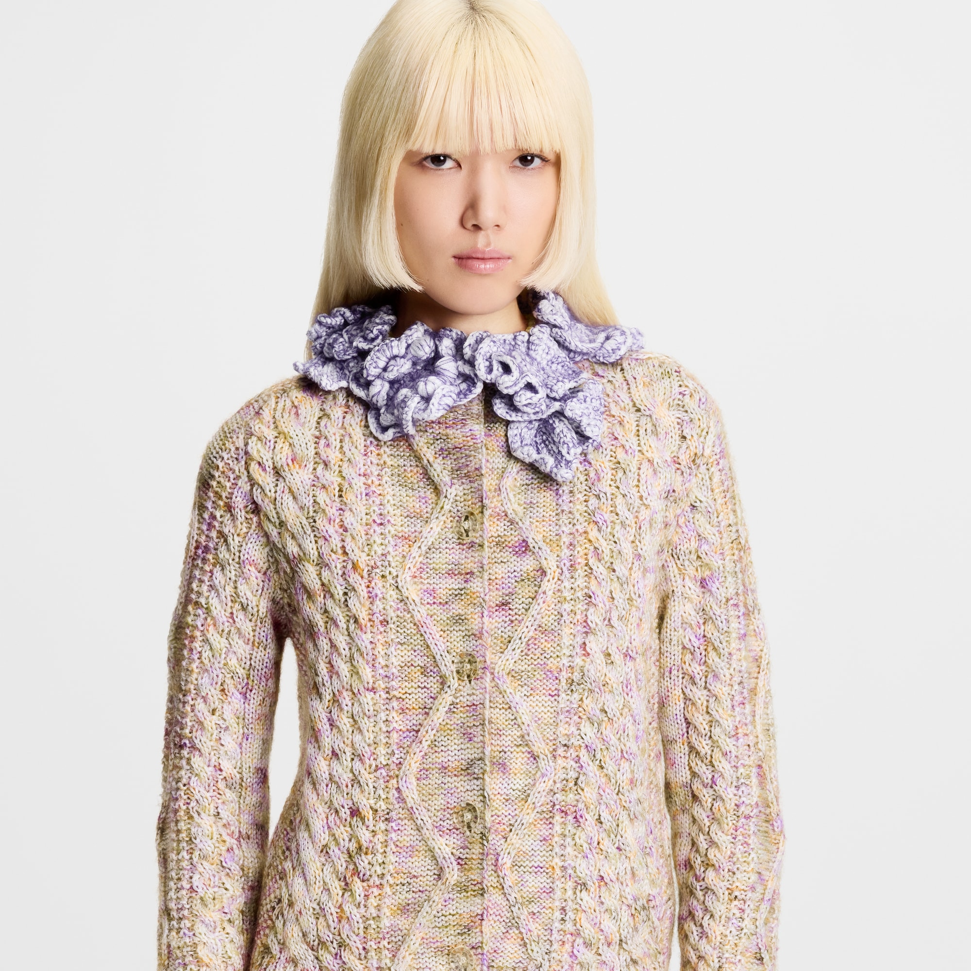 Cardigan con colletto a fiori lavorato a maglia  Donna Abbigliamento Maglieria | LOUIS VUITTON (Zoom prodotto)