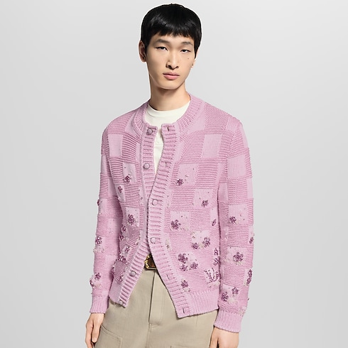 Cardigan con motivo Damier e decori ricamati Uomo Abbigliamento Tutti i Capi di Abbigliamento | LOUIS VUITTON (Zoom prodotto)