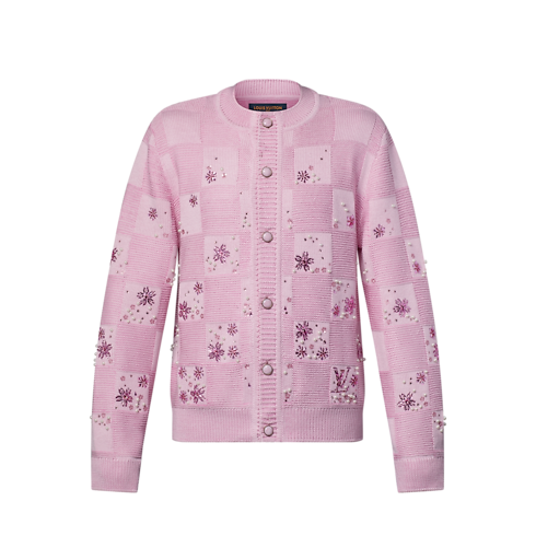 Cardigan con motivo Damier e decori ricamati Uomo Abbigliamento Tutti i Capi di Abbigliamento | LOUIS VUITTON (Zoom prodotto)