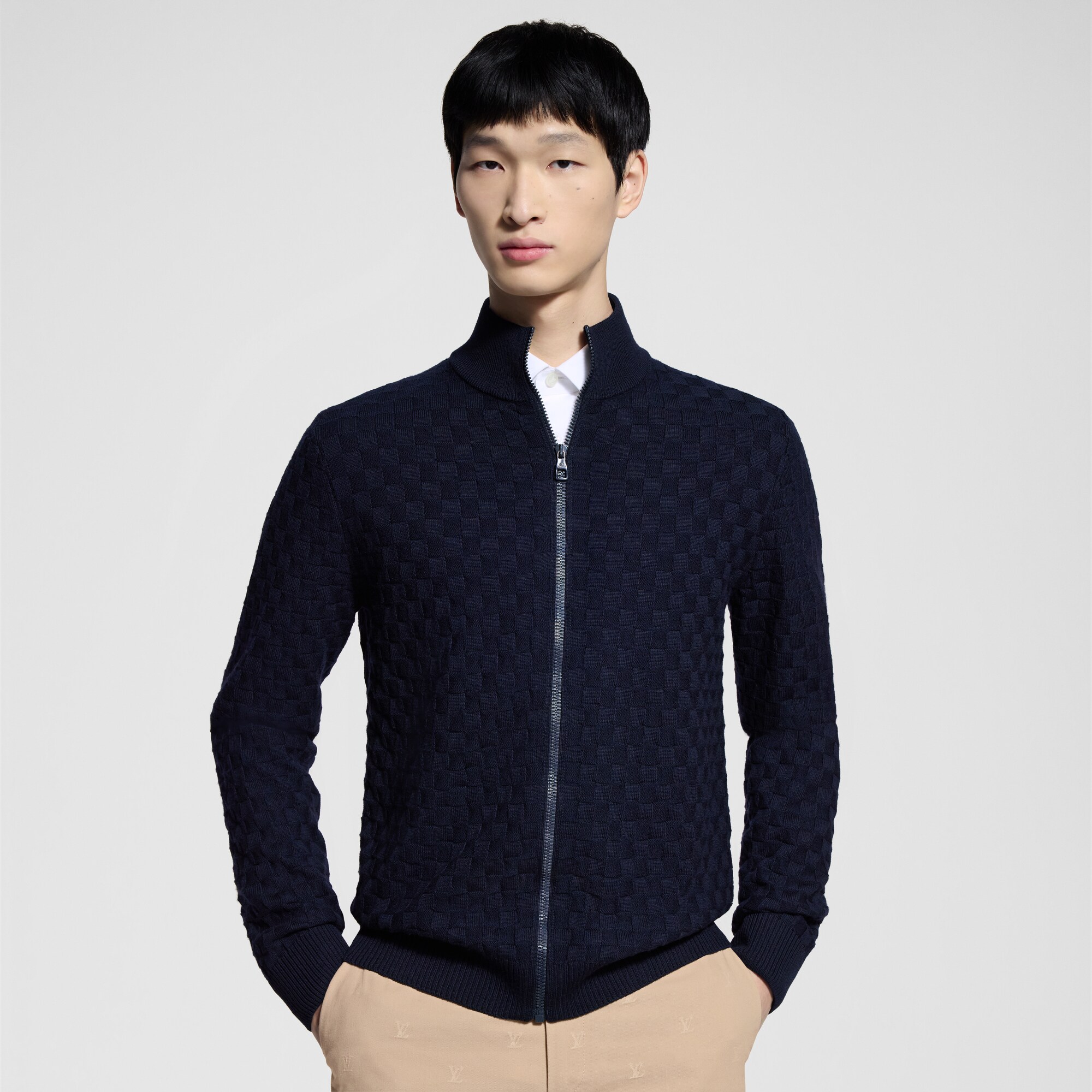 Cardigan con motivo Damier e zip  Uomo Abbigliamento Maglieria e Felpe | LOUIS VUITTON (Zoom prodotto)