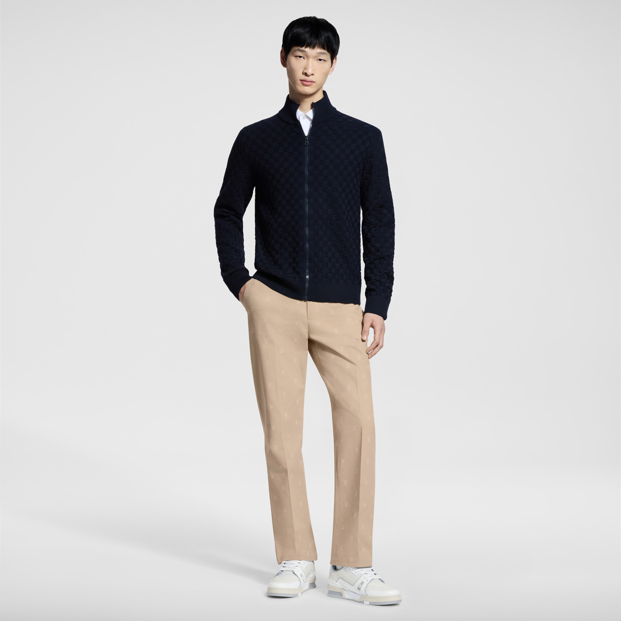 Cardigan con motivo Damier e zip  Uomo Abbigliamento Maglieria e Felpe | LOUIS VUITTON (Zoom prodotto)