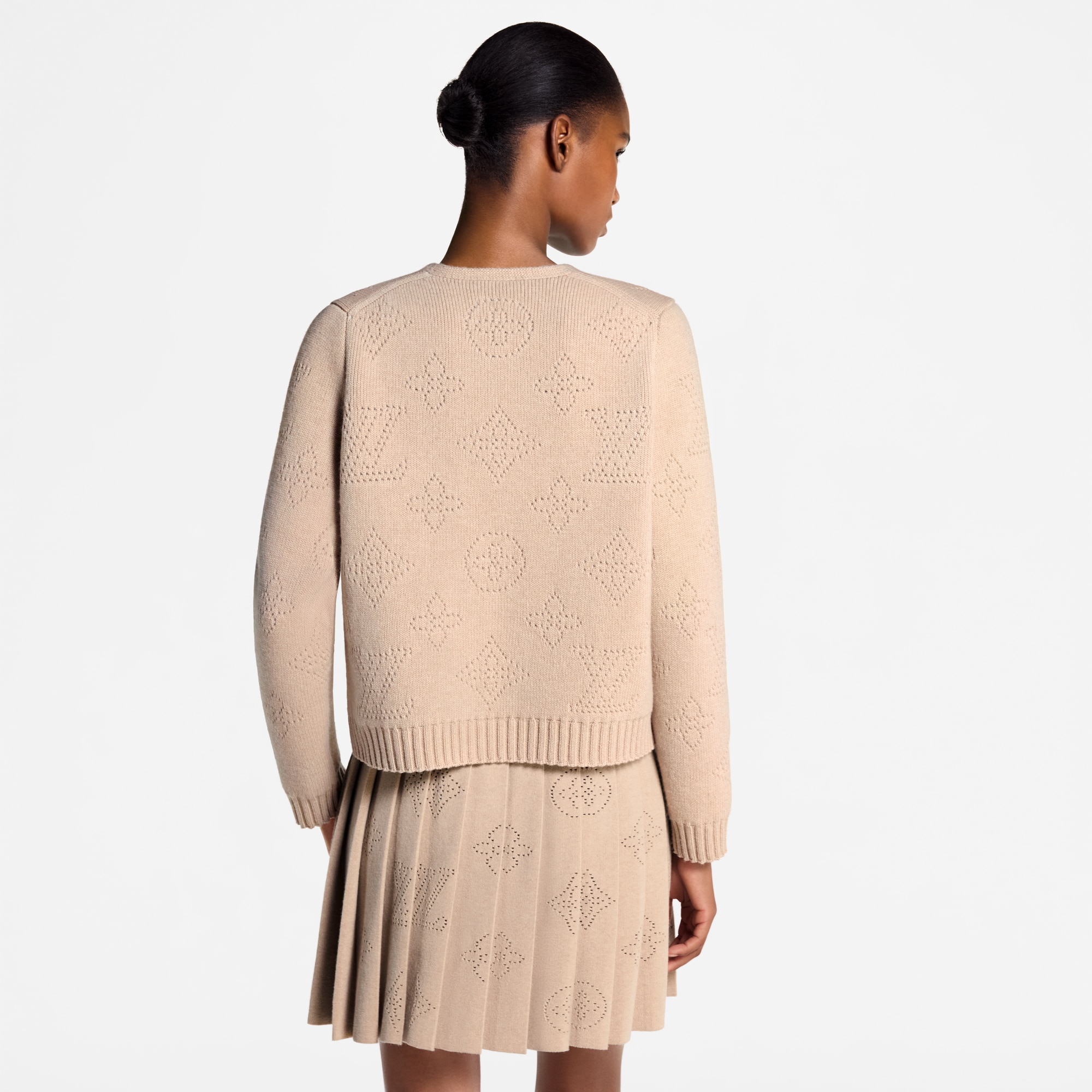 Cardigan doppio petto in maglia con motivo Monogram Mahina  Donna Abbigliamento Maglieria | LOUIS VUITTON (Zoom prodotto)