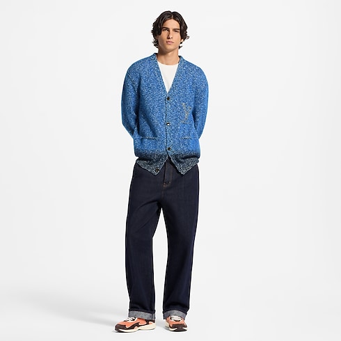 Cardigan in jacquard testurizzato worn view