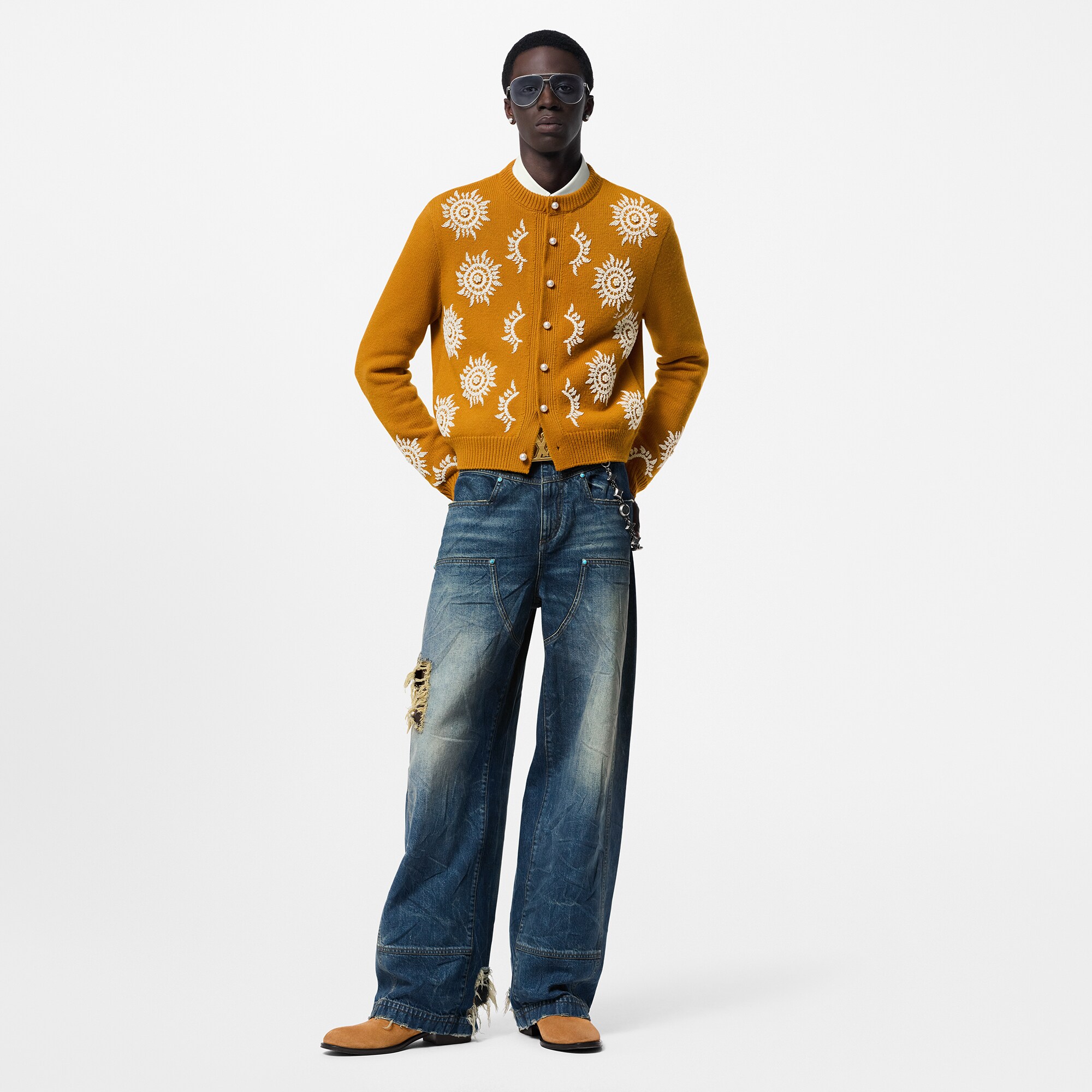 Cardigan in lana merino con ricami  Uomo Abbigliamento Maglieria e Felpe | LOUIS VUITTON (Zoom prodotto)