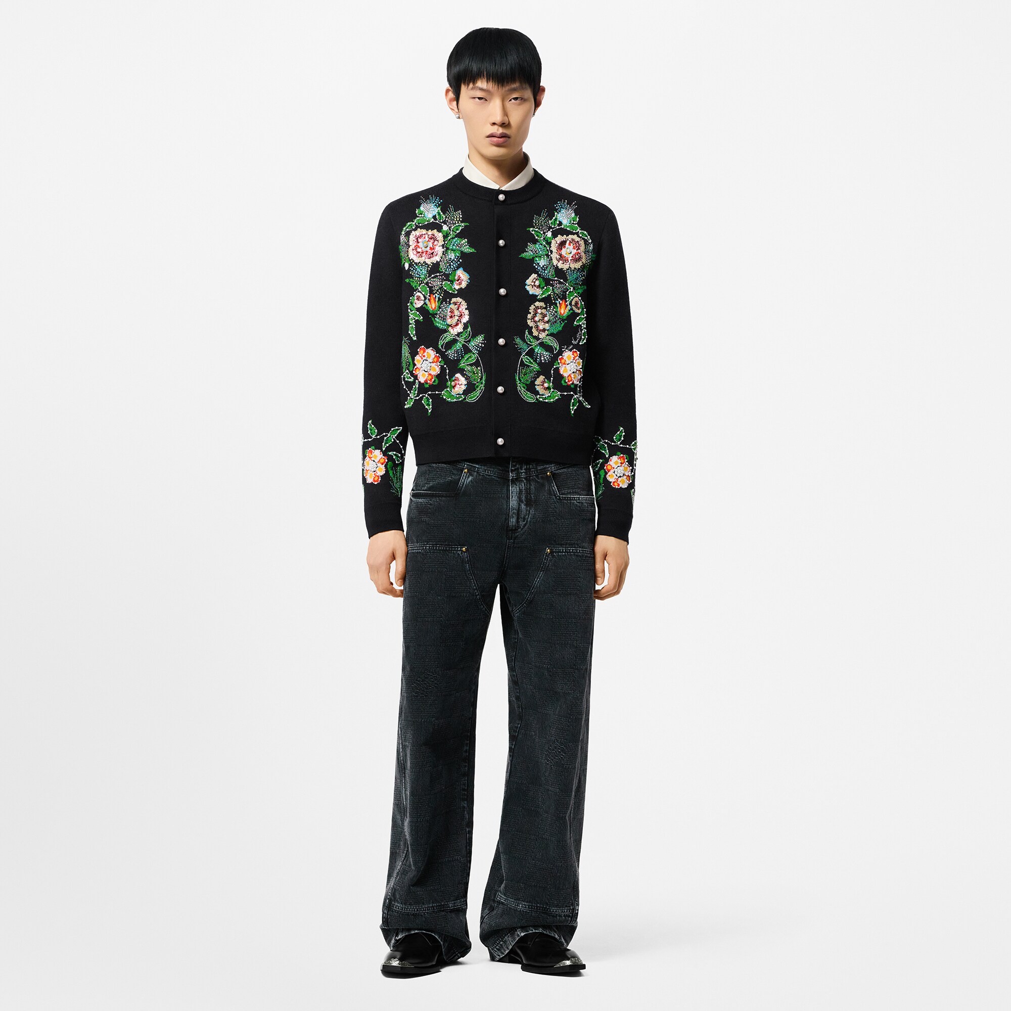Cardigan in lana merino con ricami  Uomo Abbigliamento Maglieria e Felpe | LOUIS VUITTON (Zoom prodotto)