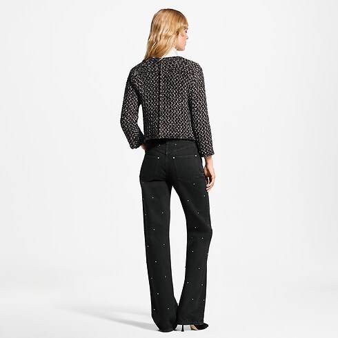 Cardigan in tweed effetto glitter con tasca e firma ambiance view