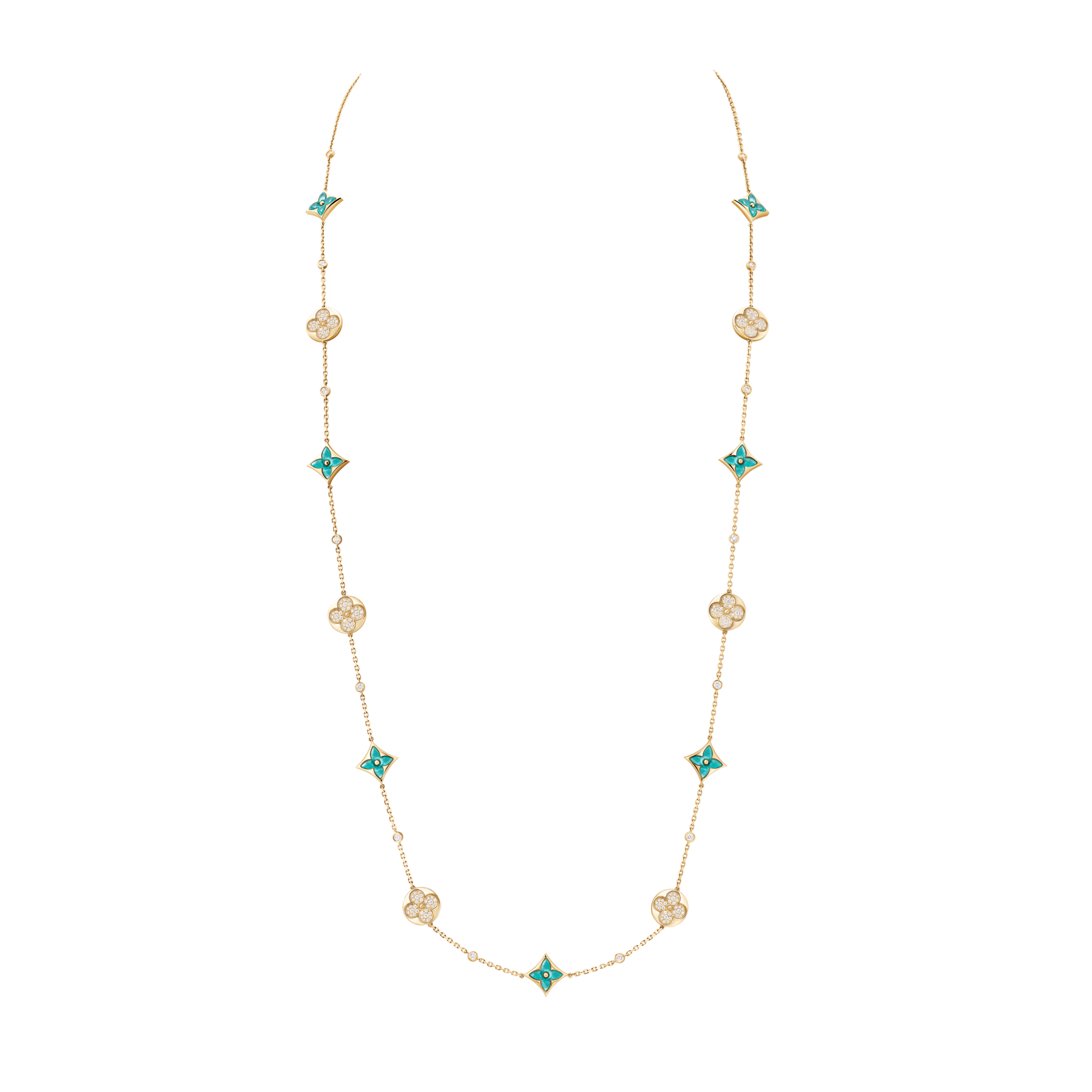 Collana lunga Color Blossom BB con motivo multiplo, oro giallo, amazzonite e diamanti  Gioielli Categorie Collane e Ciondoli | LOUIS VUITTON (Zoom prodotto)