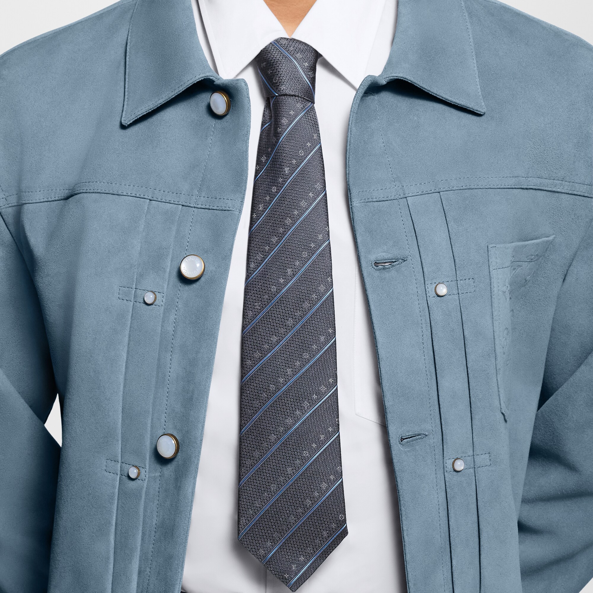 Cravatta Monogram Stripes S00 Uomo Accessori Cravatte e Fazzoletti da Taschino | LOUIS VUITTON (Zoom prodotto)